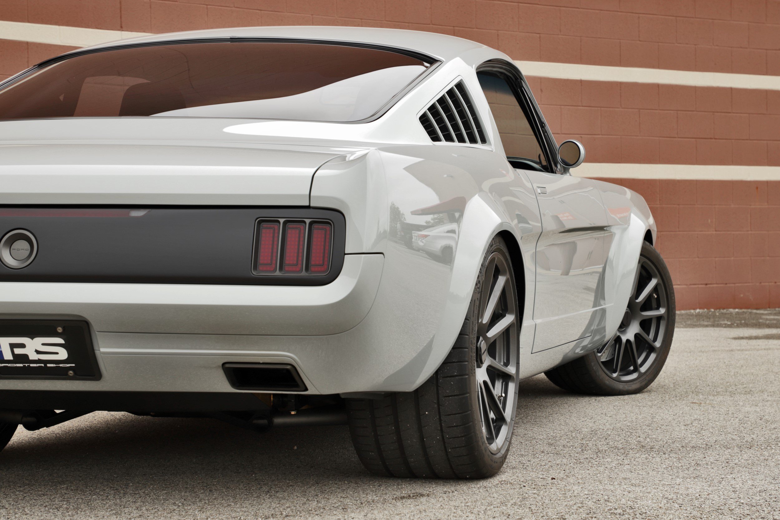 Red Smoke Taillights on Custom White Ford Mustang - Photo by Roadster Shop