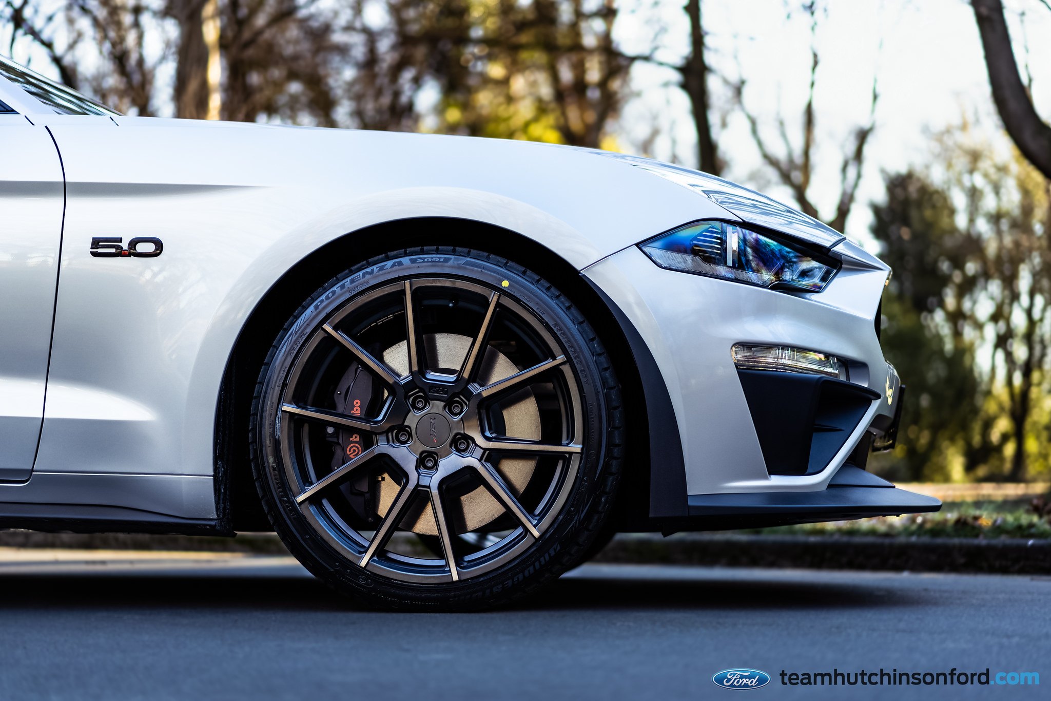 TSW Wheels with Brembo Brakes on White Ford Mustang - Photo by TSW Wheels