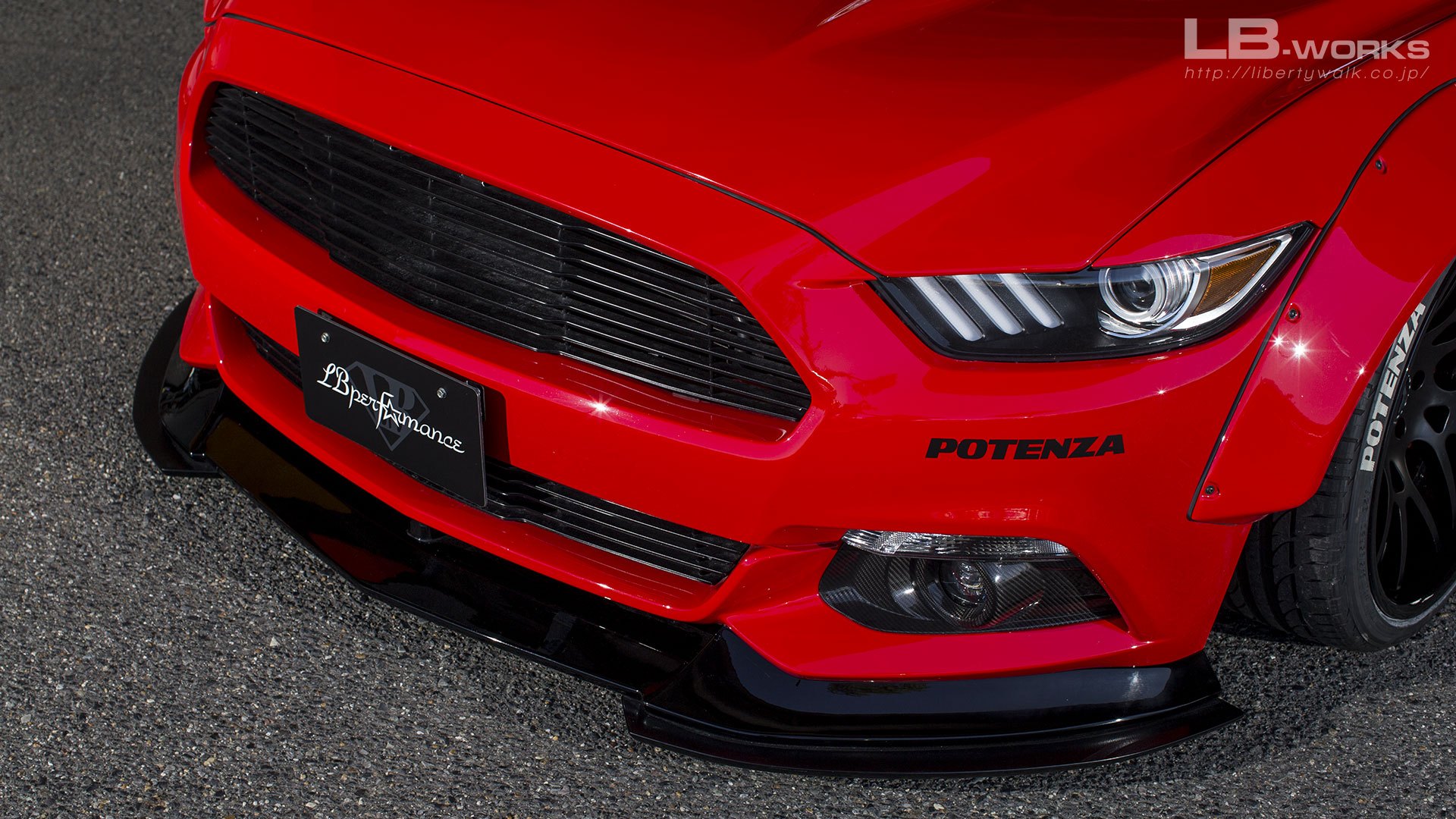 Carbon Fiber Canards on Custom Red Ford Mustang - Photo by LB Performance
