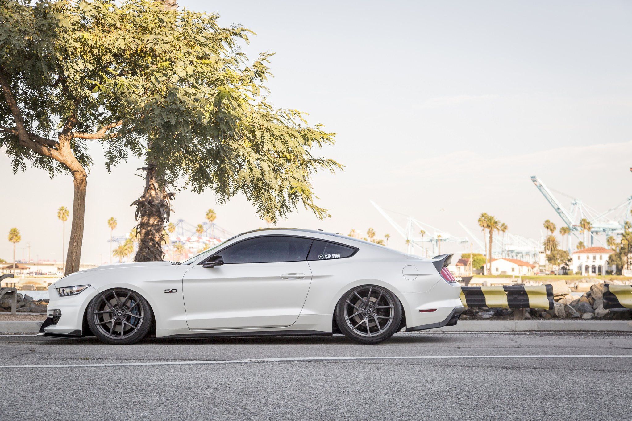 Aftermarket Side Skirts on White Ford Mustang 5.0 - Photo by Boden Autohaus