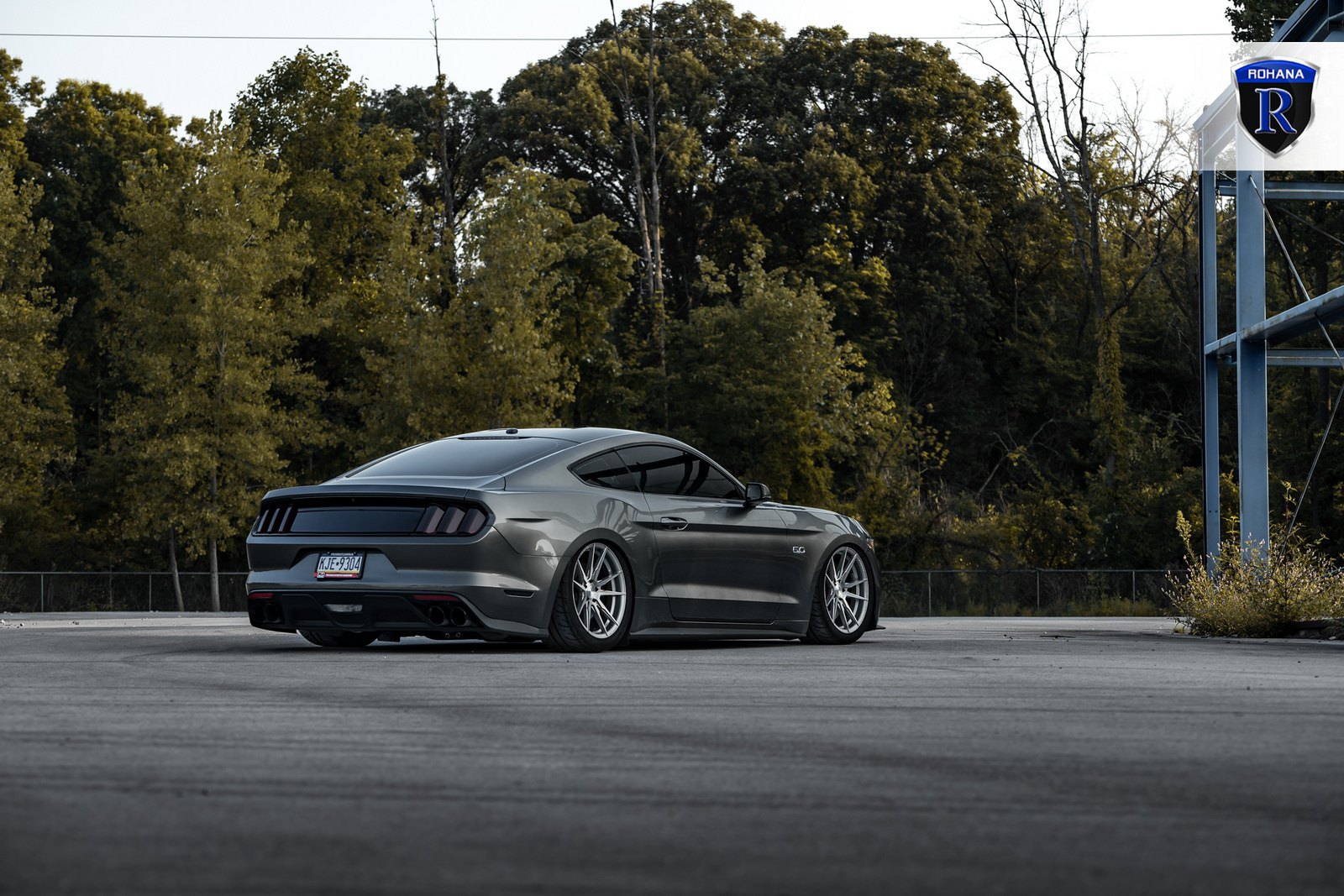 Gray Ford Mustang 5.0 with Custom Rear Diffuser - Photo by Rohana Wheels