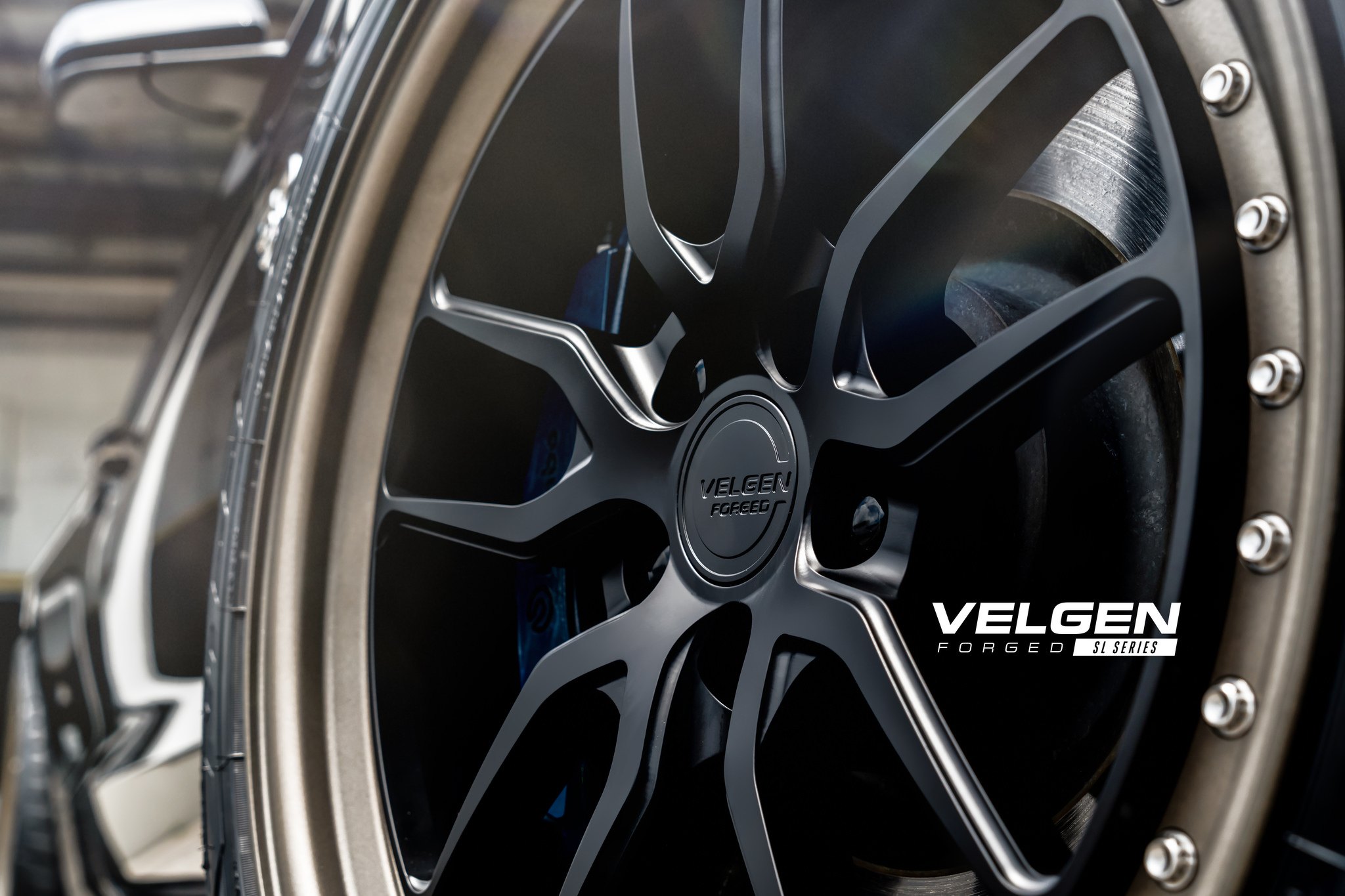 SL Forged Velgen Wheels on Black Ford Mustang - Photo by Velgen Wheels