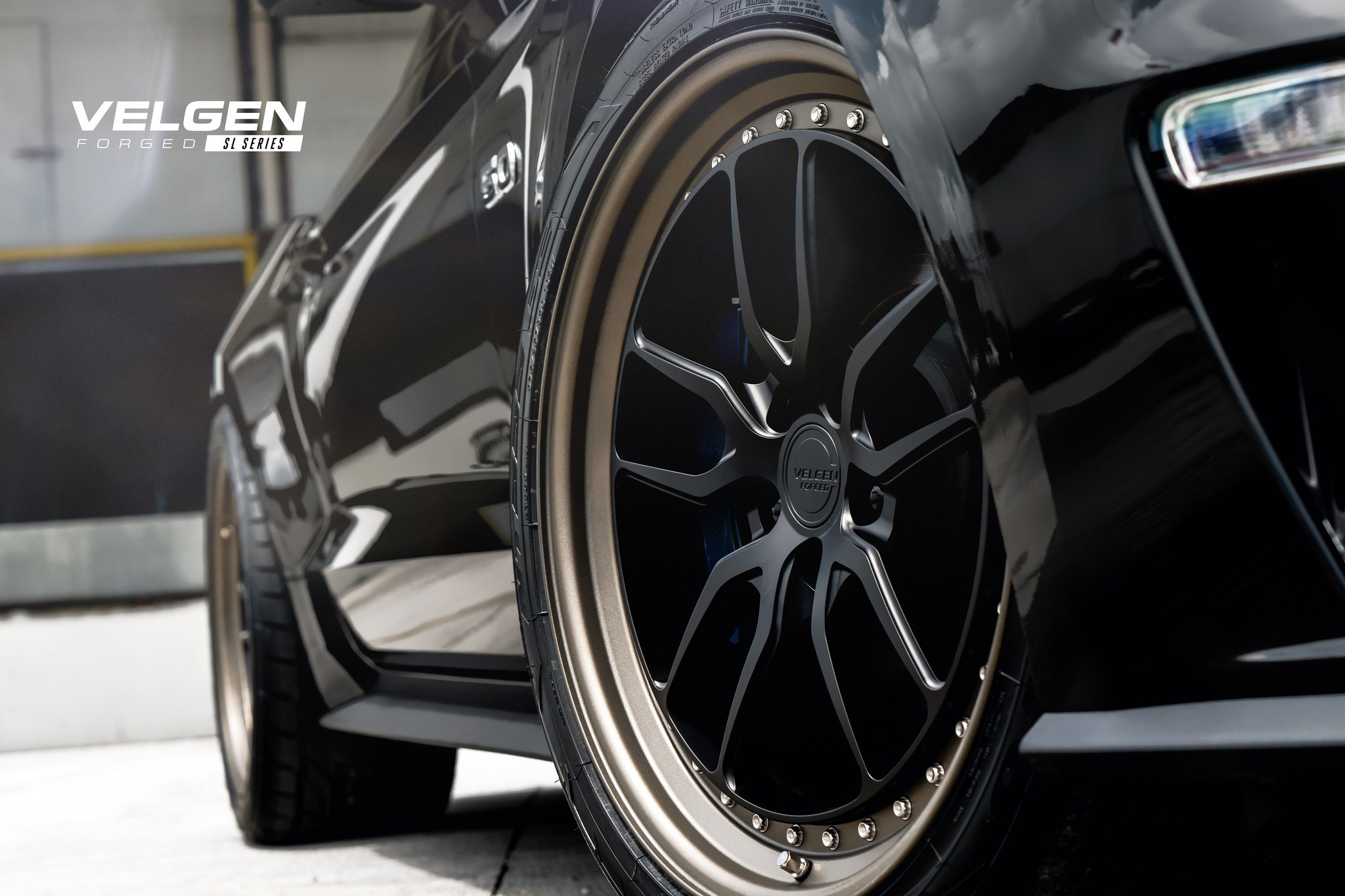Black Ford Mustang GT with Custom Forged Velgen Wheels - Photo by Velgen Wheels
