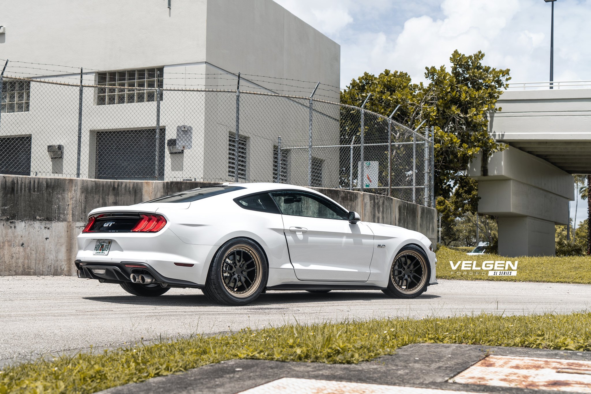 White Ford Mustang GT with Custom Rear Diffuser - Photo by Velgen Wheels