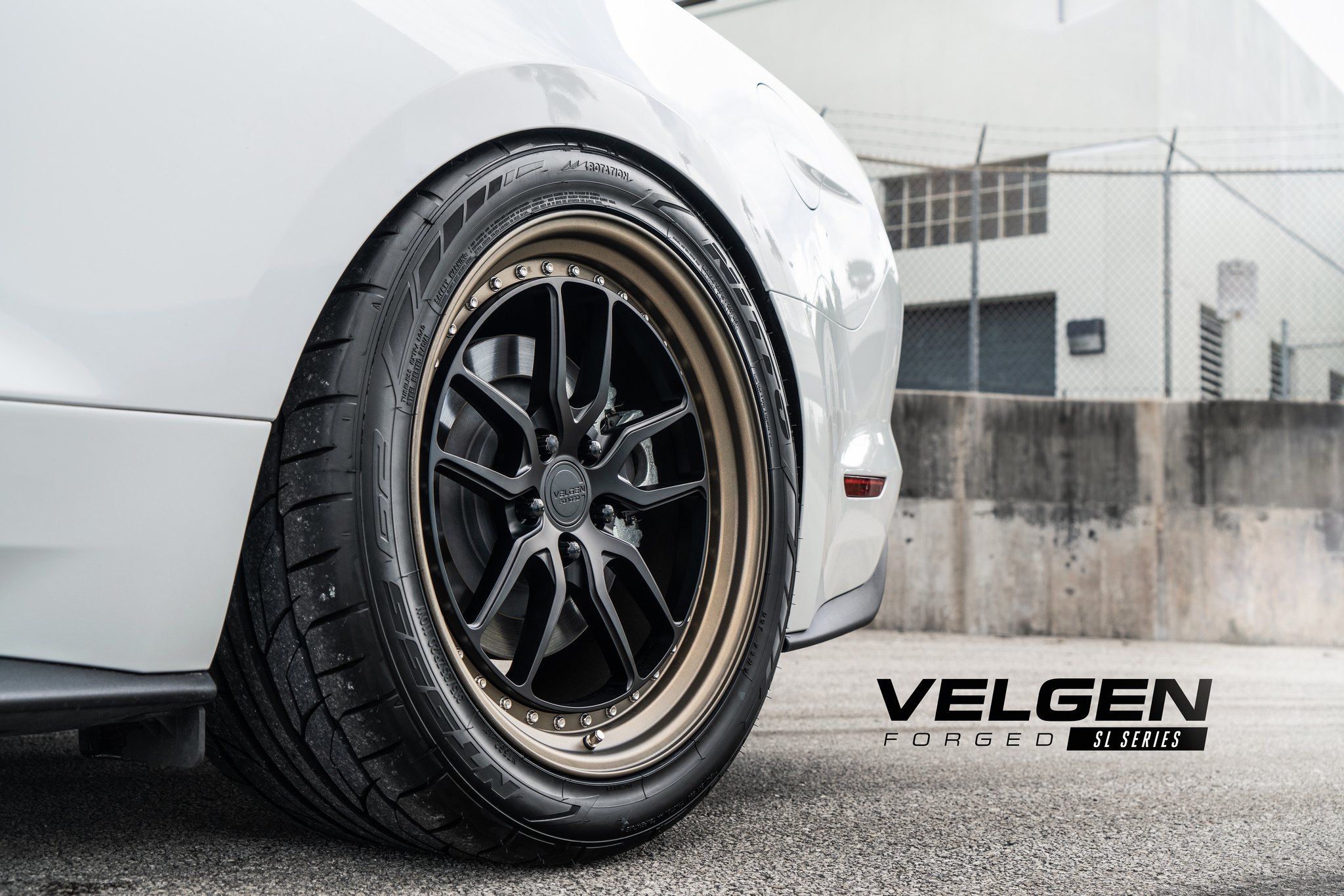 Nitto Tires on Custom White Ford Mustang GT - Photo by Velgen Wheels