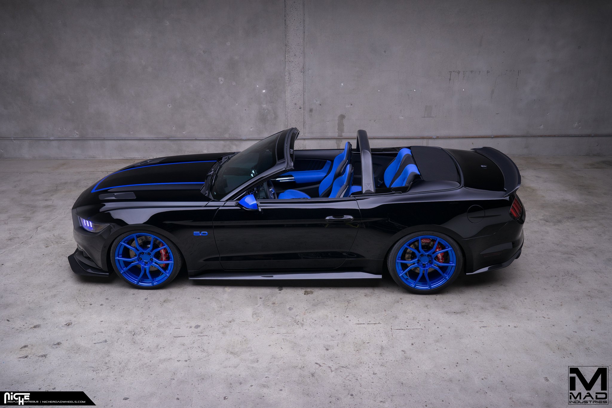 New Ford Mustang With Blue Custom Seats - Photo by MAD Industries