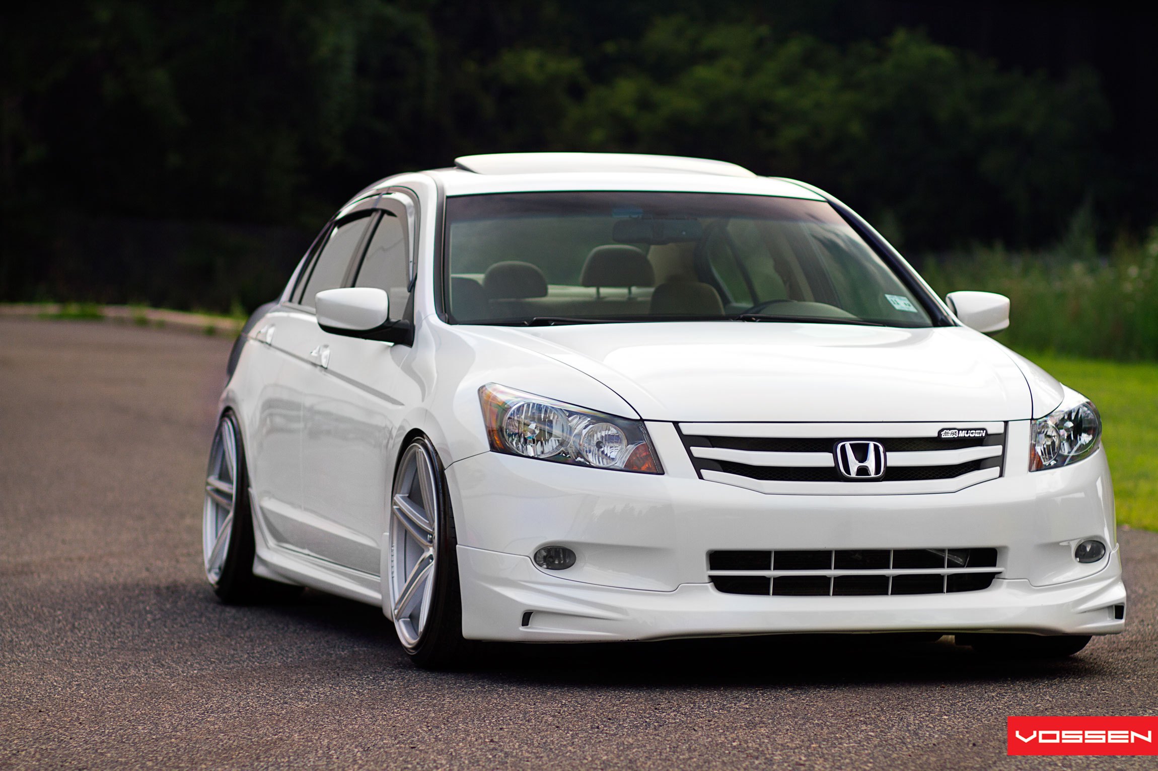 White Honda Accord with Custom Painted Grille - Photo by Vossen