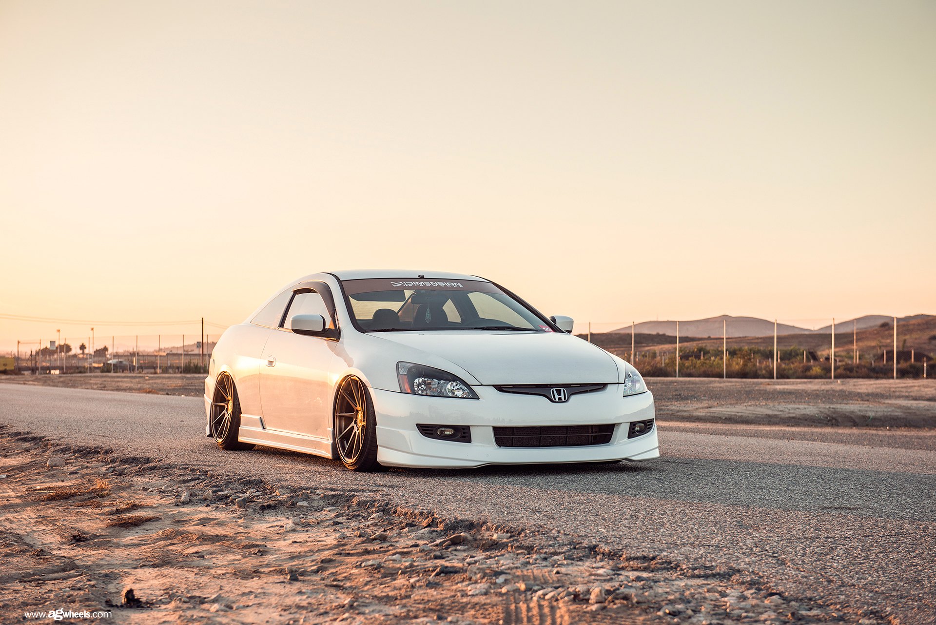 White Stanced Honda Accord with Custom Front Bumper - Photo by Avant Garde Wheels
