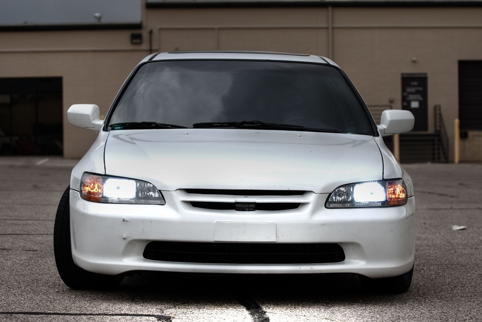 Custom Headlights on White Honda Accord - Photo by dan kinzie