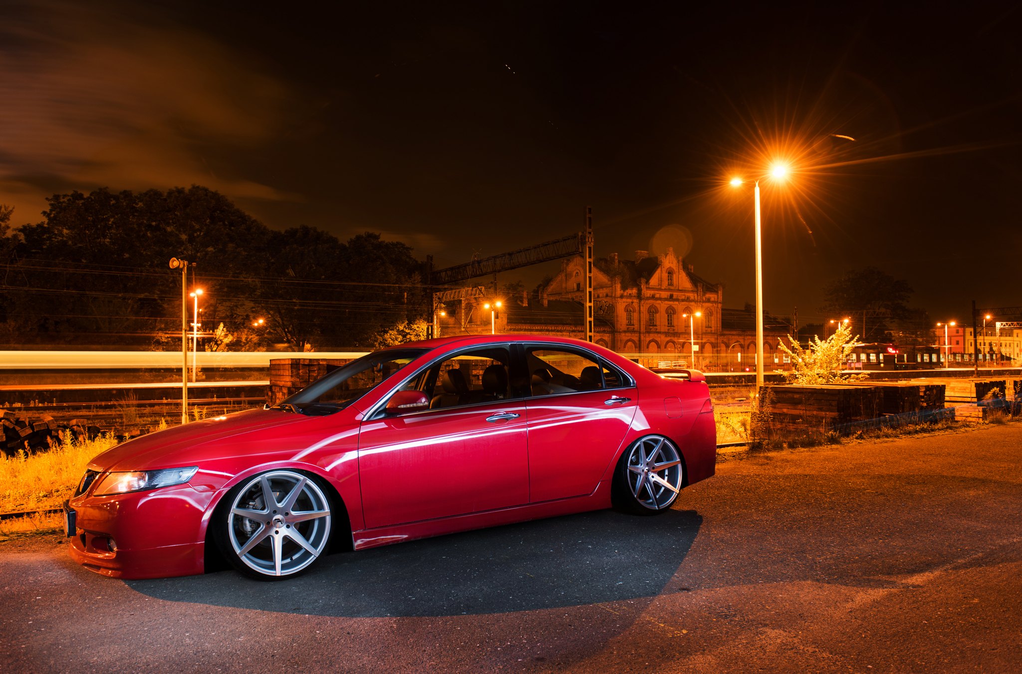 Red Honda Accord with Custom Projector Headlights - Photo by JR Wheels