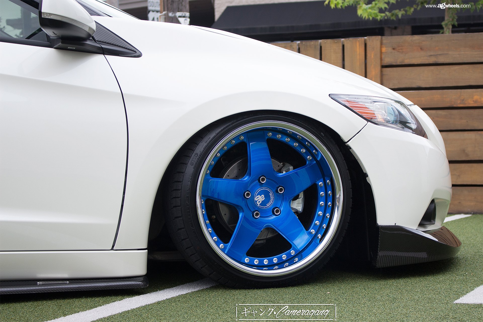 White Stanced Honda CR-Z on Blue Avant Garde Rims - Photo by Avant Garde Wheels