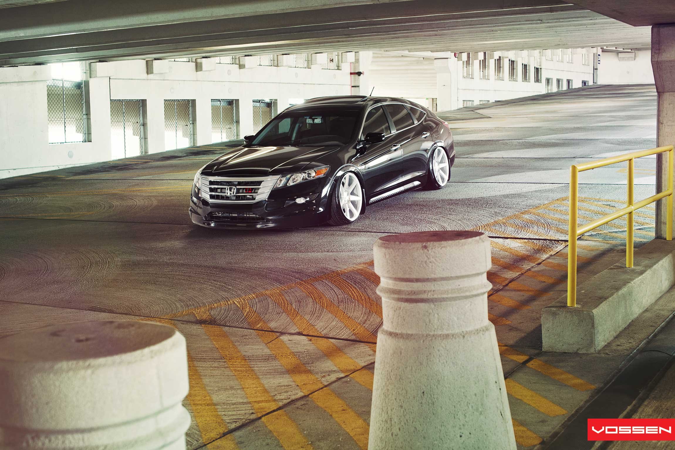 Black Honda Crosstour with Aftermarket Front Bumper - Photo by Vossen