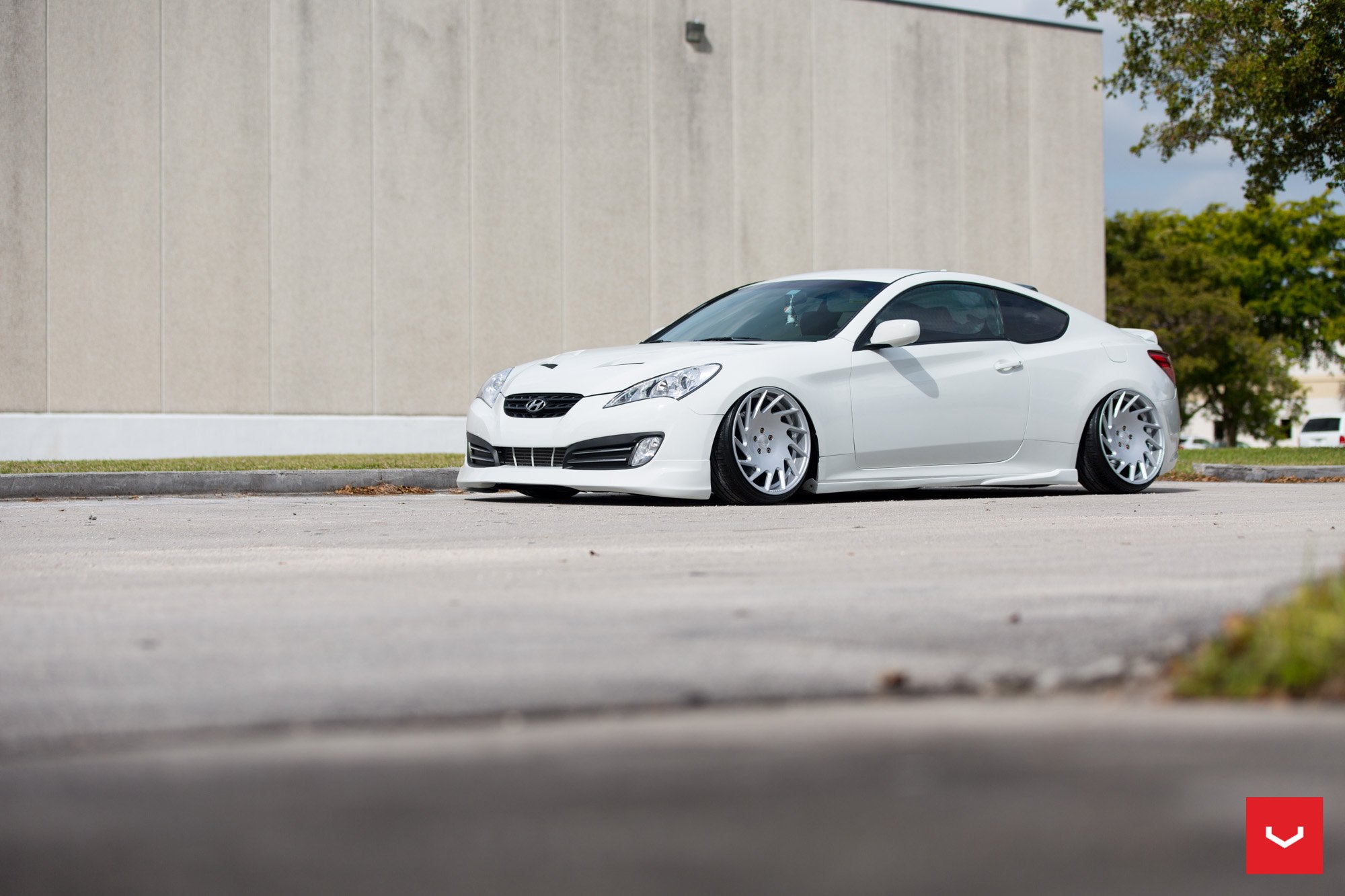 Aftermarket LED Headlights on White Hyundai Genesis Coupe - Photo by Vossen