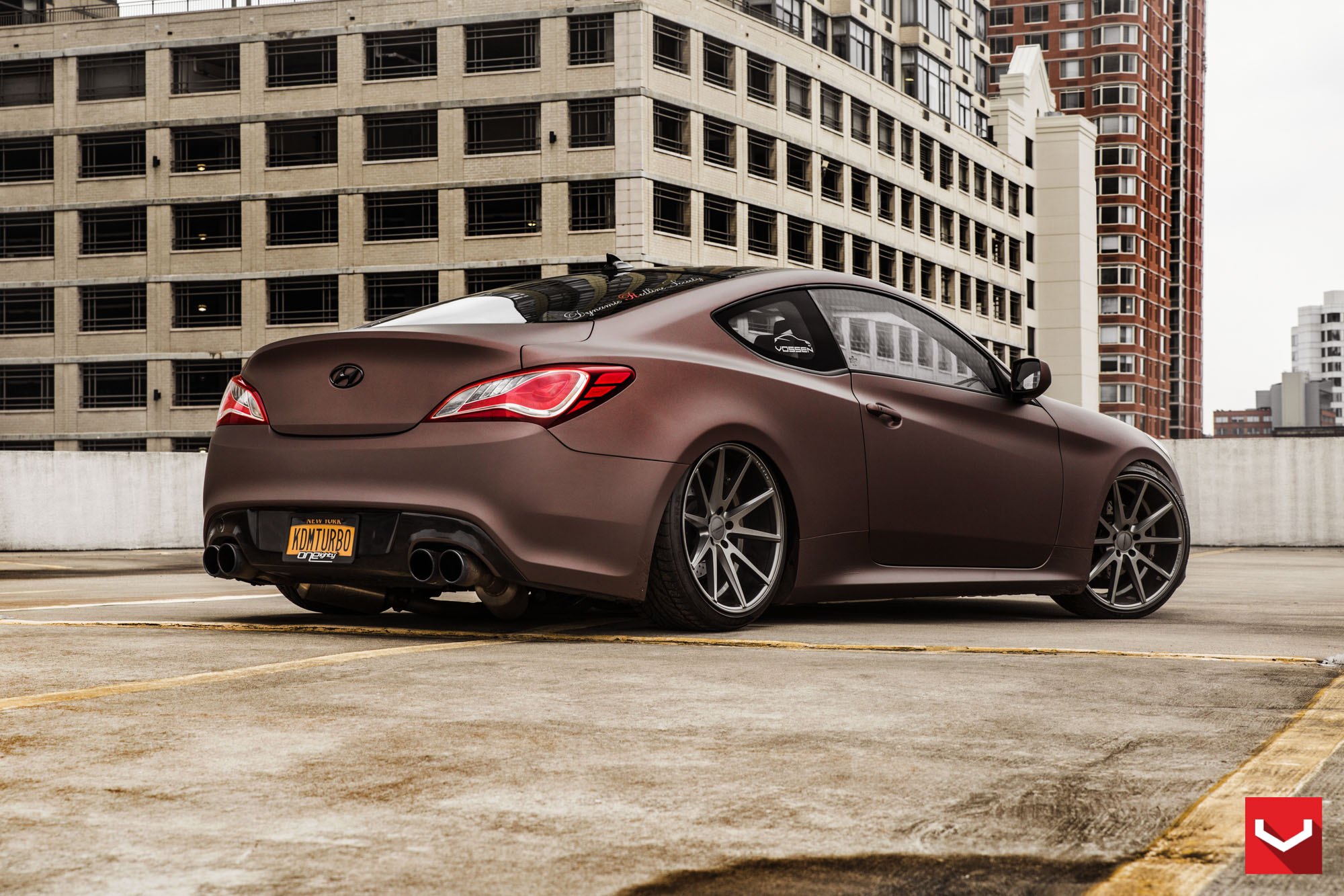 Aftermarket Rear Diffuser on Matte Hyundai Genesis Coupe - Photo by Vossen