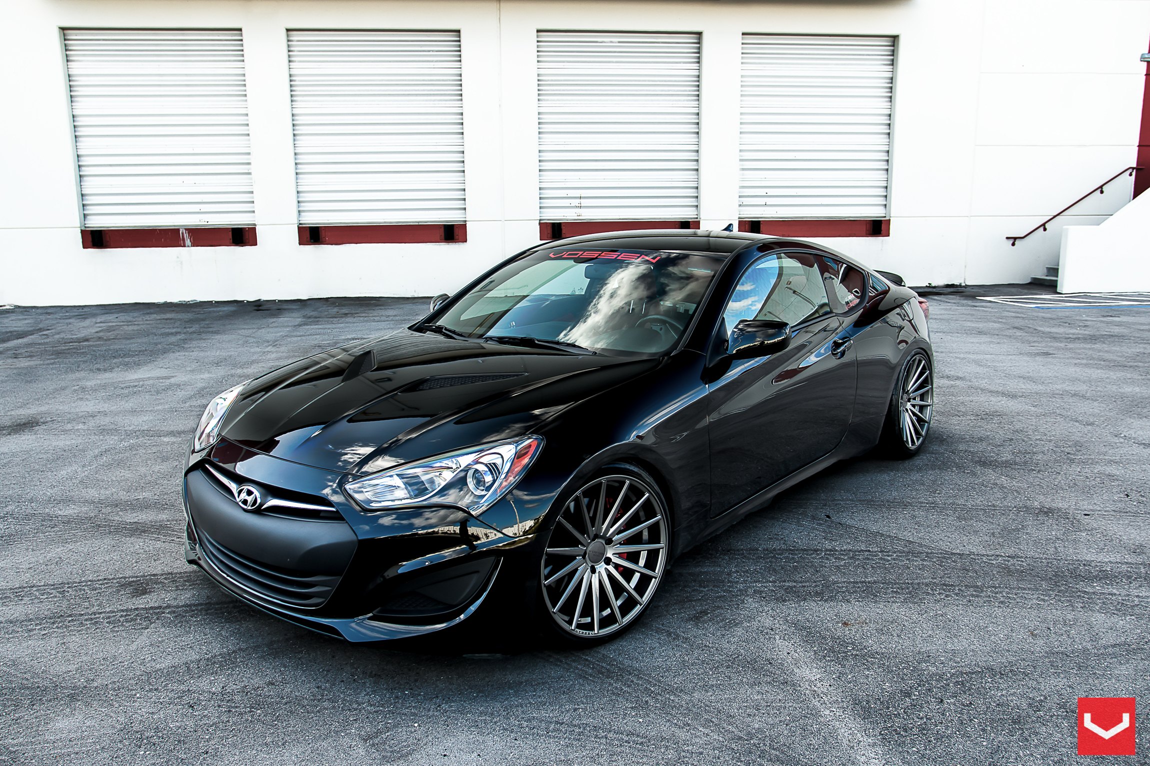 Vossen VFS Rims with Red Brakes on Black Hyundai Genesis Coupe - Photo by Vossen