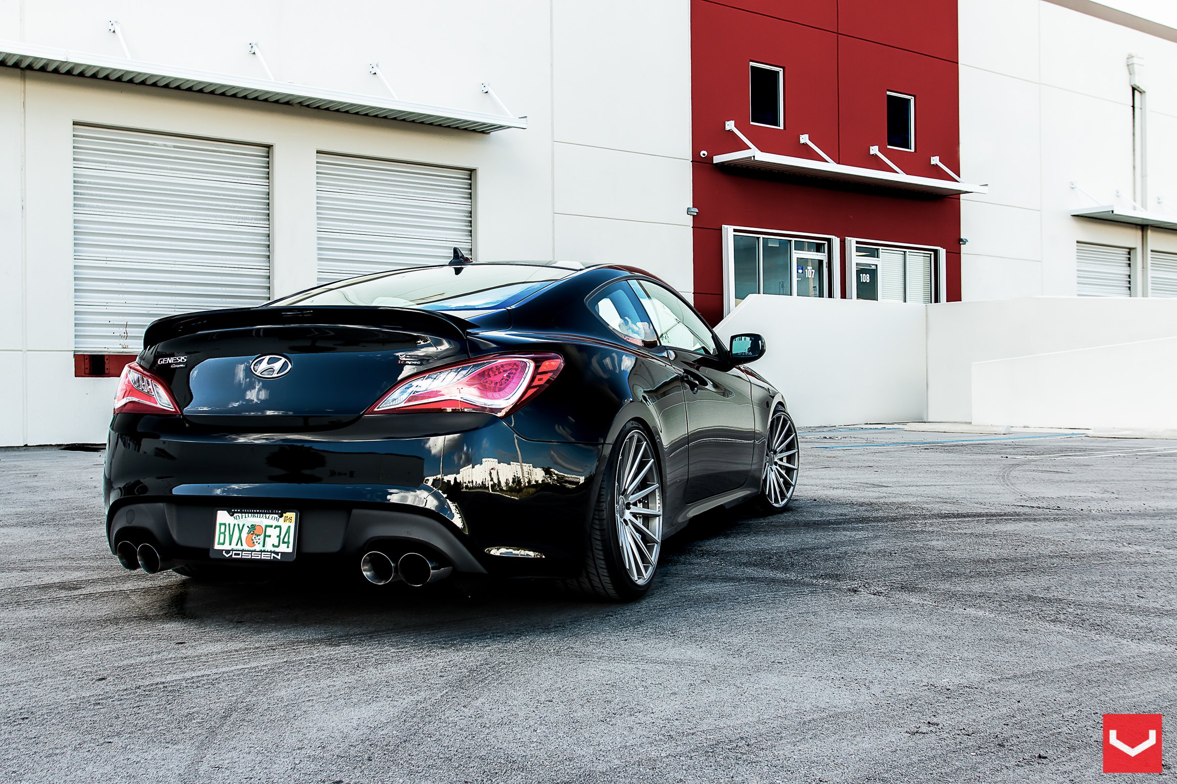 Rear Diffuser on Black Hyundai Genesis Coupe - Photo by Vossen