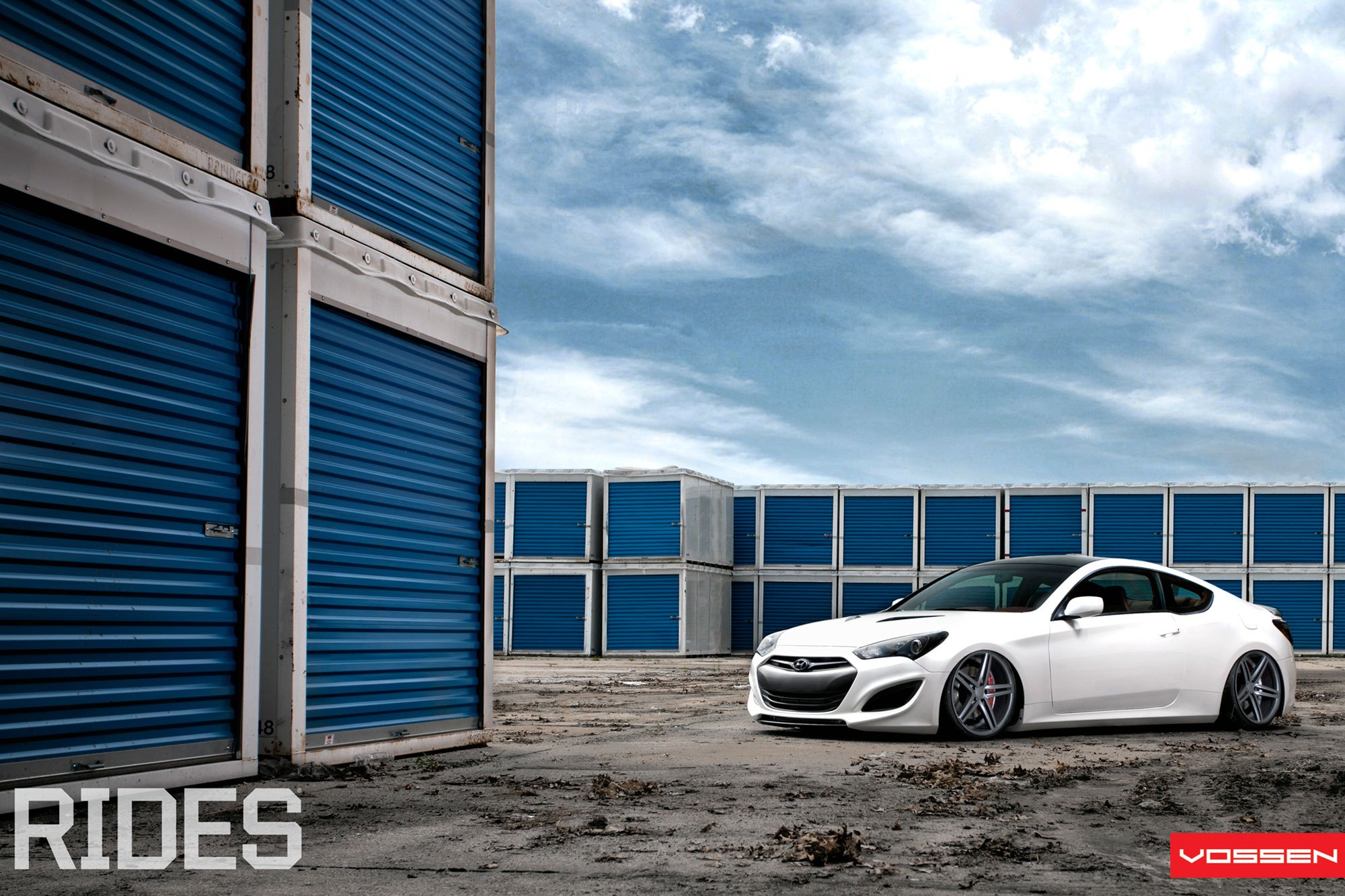 White Hyundai Genesis Coupe with Custom Black Grille - Photo by Vossen