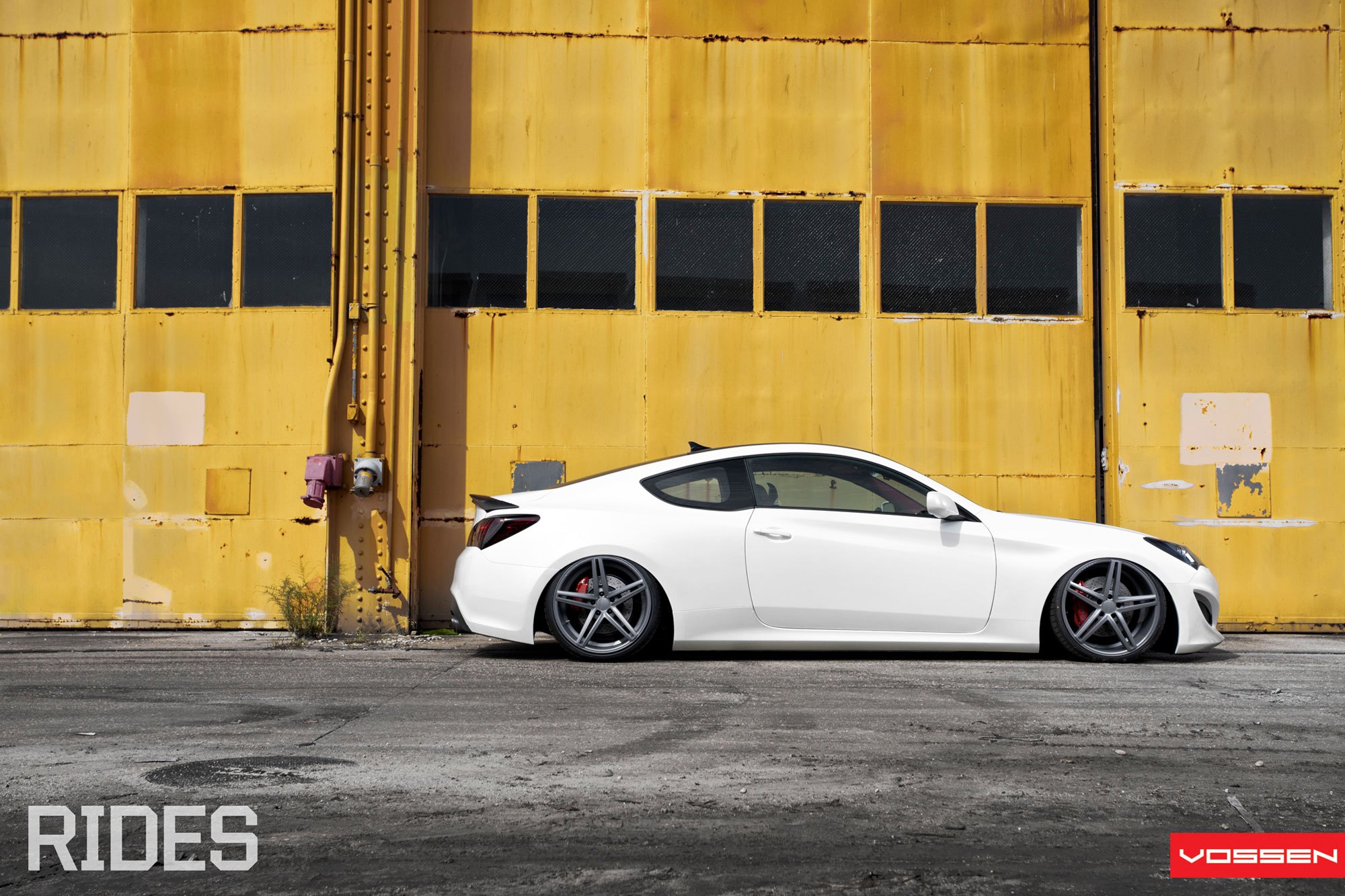 Custom White Hyundai Genesis Coupe with Red Smoke Taillights - Photo by Vossen