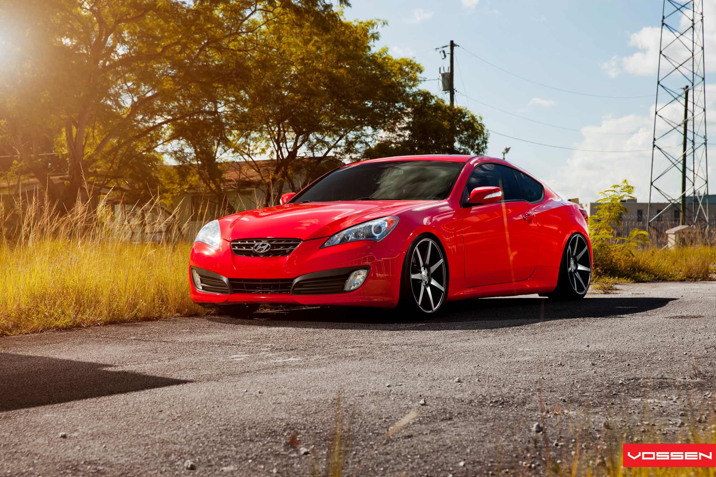 Aftermarket Fog Lights on Red Hyundai Genesis Coupe - Photo by Vossen