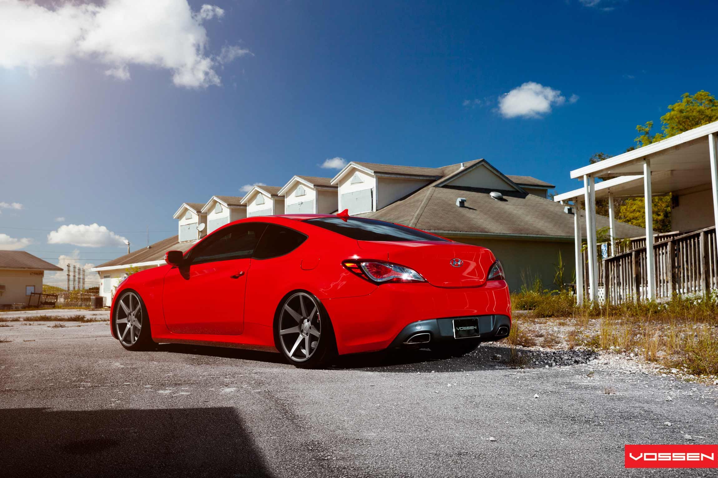 Red Hyundai Genesis Coupe Custom Rear Bumper Cover - Photo by Vossen