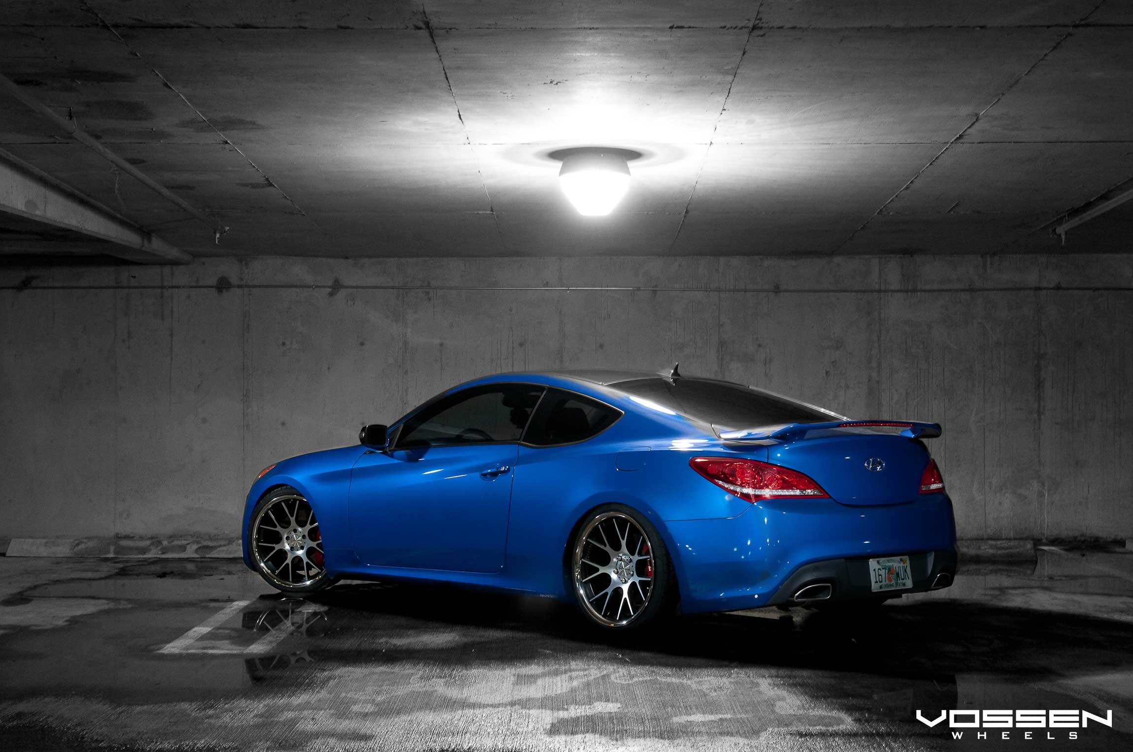 Rear Spoiler with Light on Blue Hyundai Genesis Coupe - Photo by Vossen