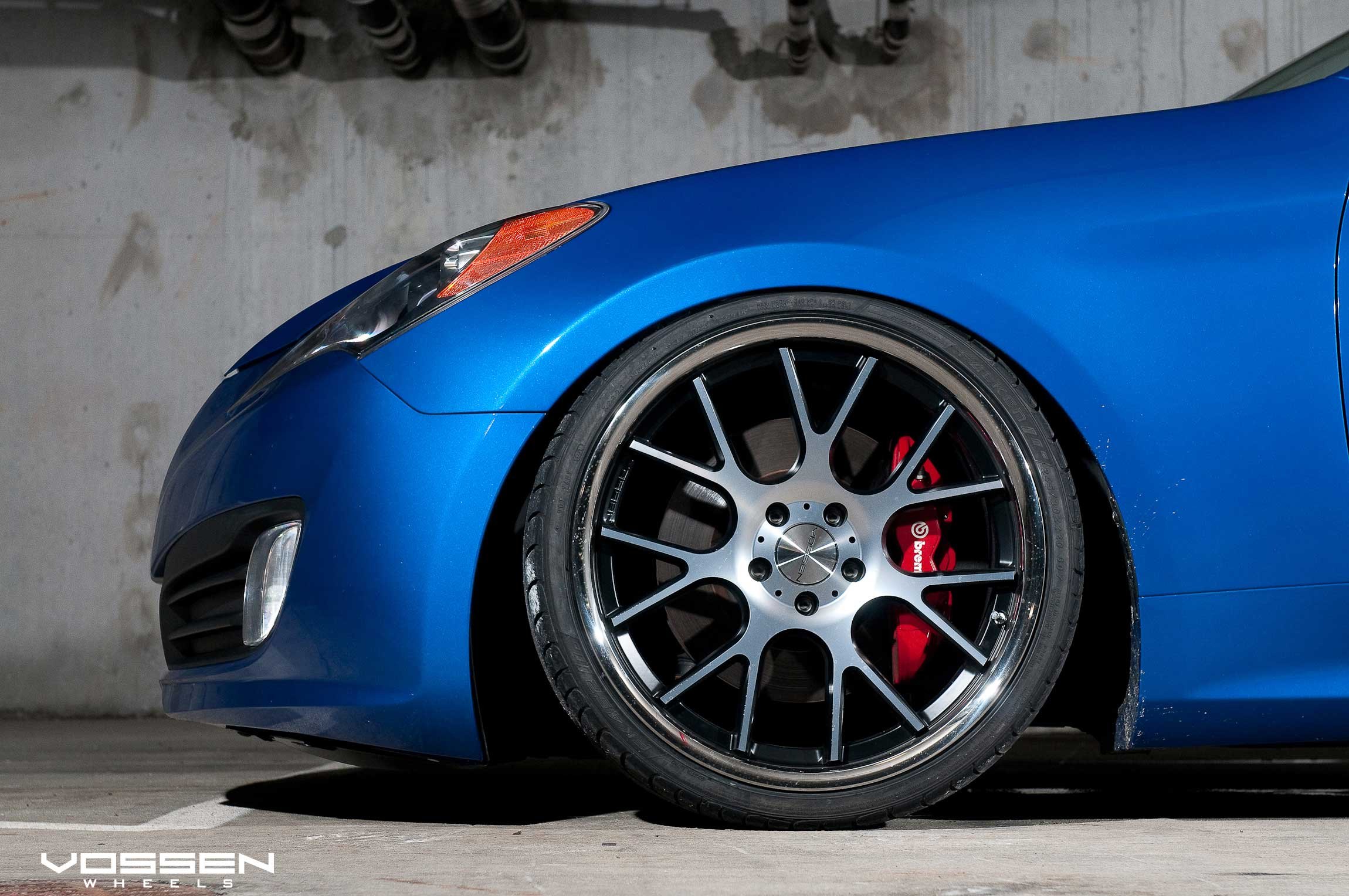 Red Brembo Brakes on Custom Blue Hyundai Genesis Coupe - Photo by Vossen