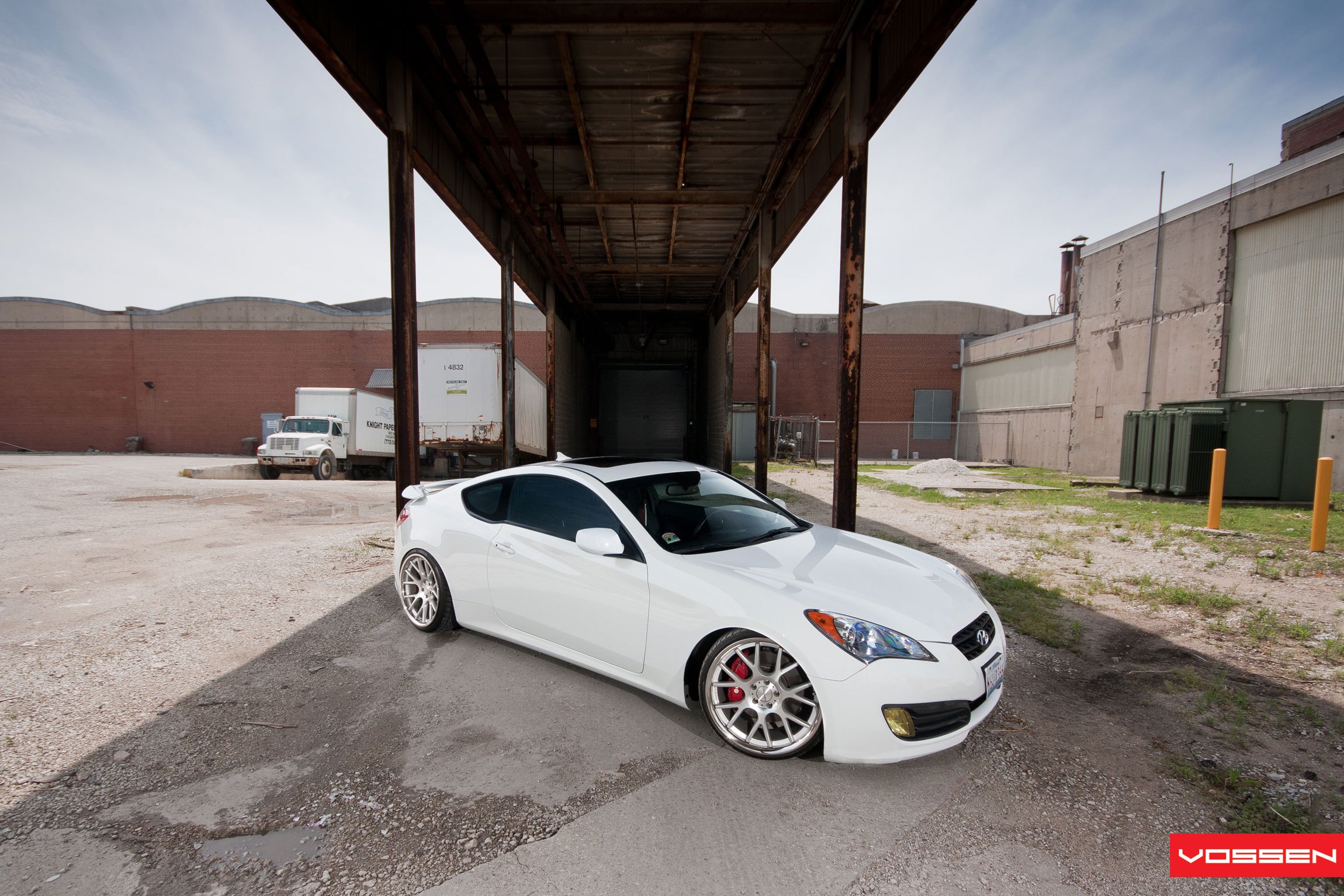 White Hyundai Genesis Coupe with Aftermarket Fog Lights - Photo by Vossen