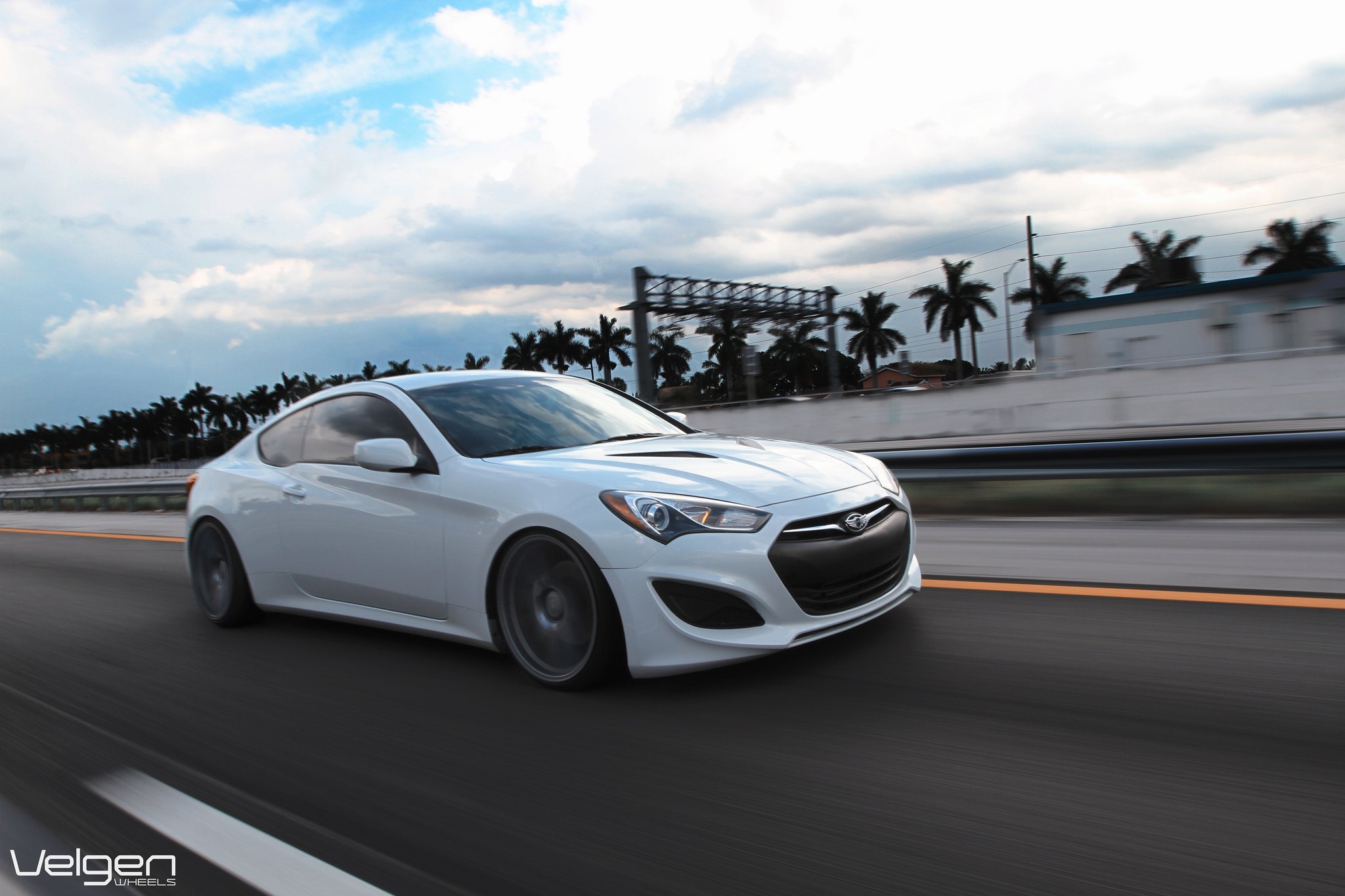 Custom Front Bumper on White Hyundai Genesis Coupe - Photo by Vossen