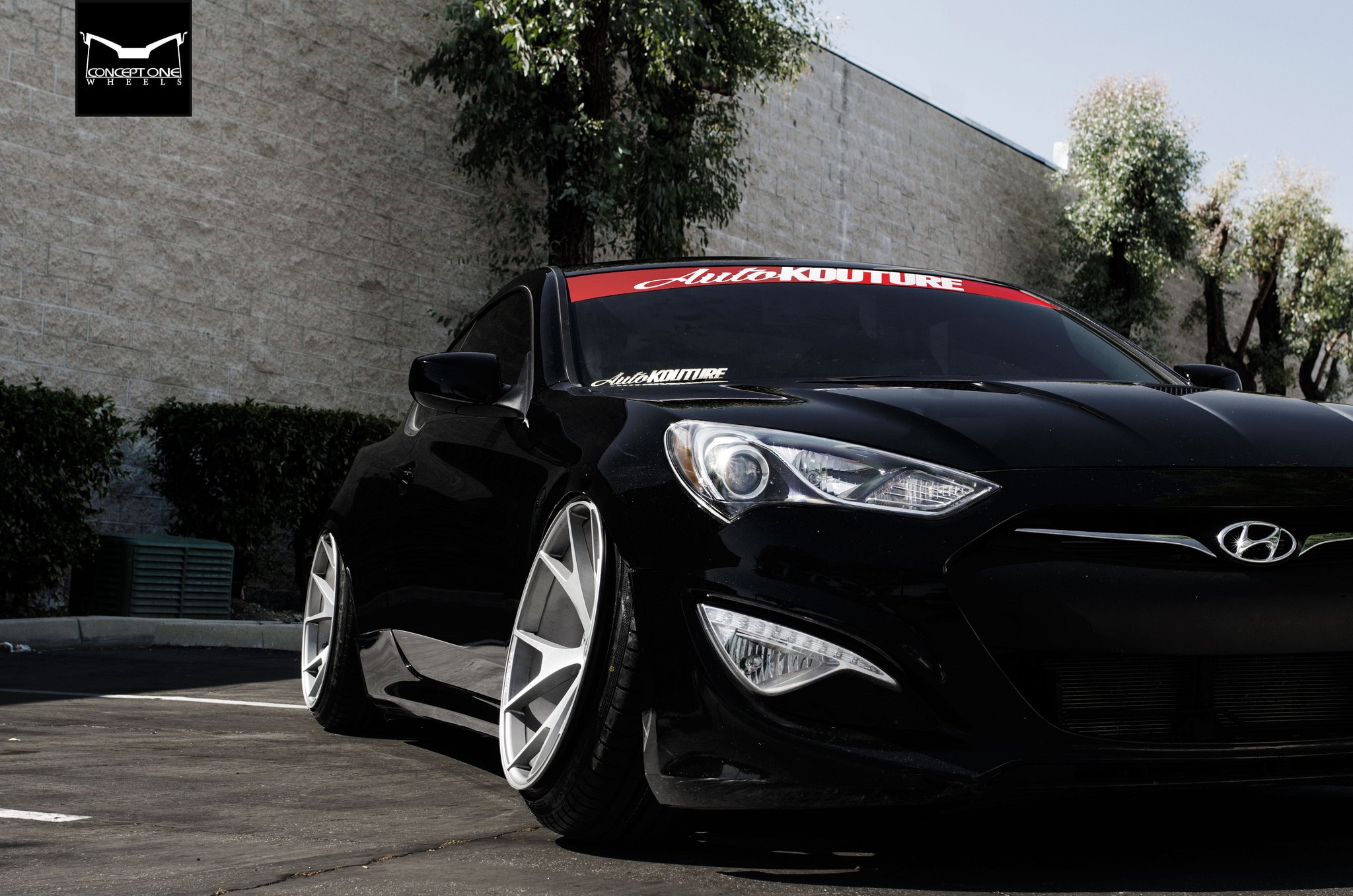 Chrome Concept One Rims on Black Hyundai Genesis Coupe - Photo by Concept One