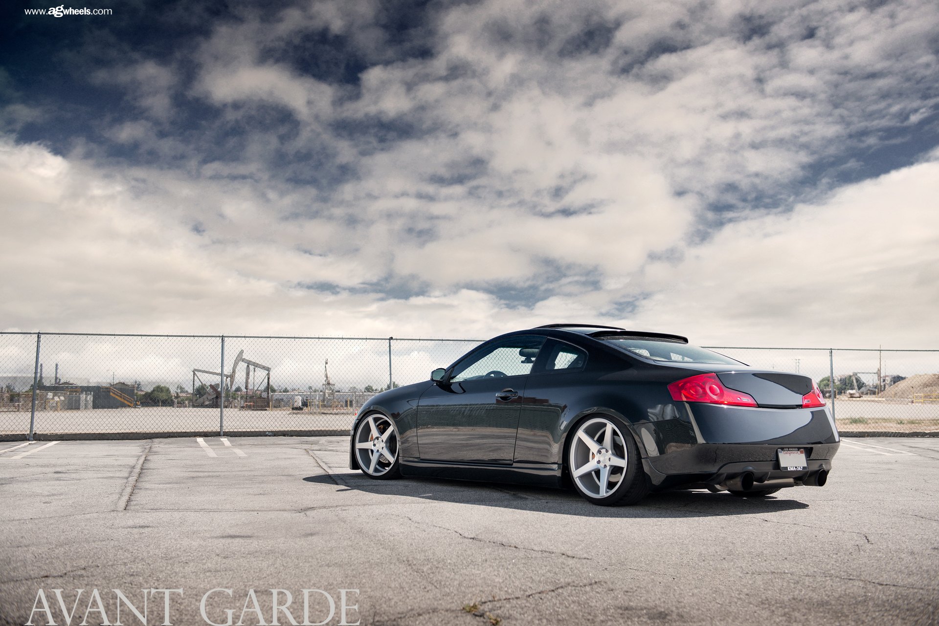Black Infiniti G35 with Red LED Taillights - Photo by Avant Garde Wheels