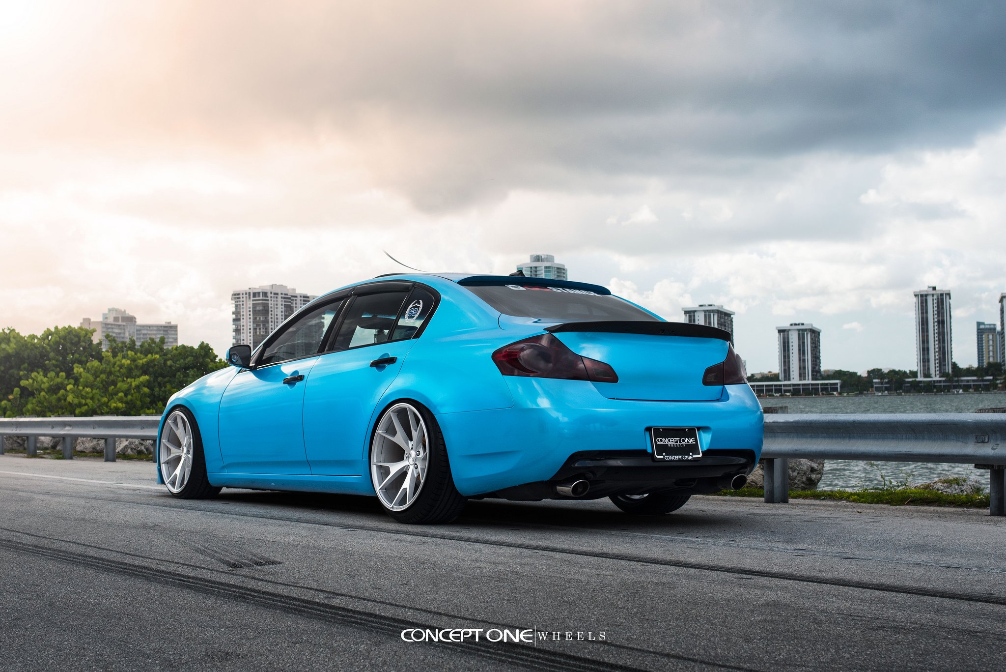 Chrome Concept One Wheels on Blue Infiniti G35 - Photo by Concept One