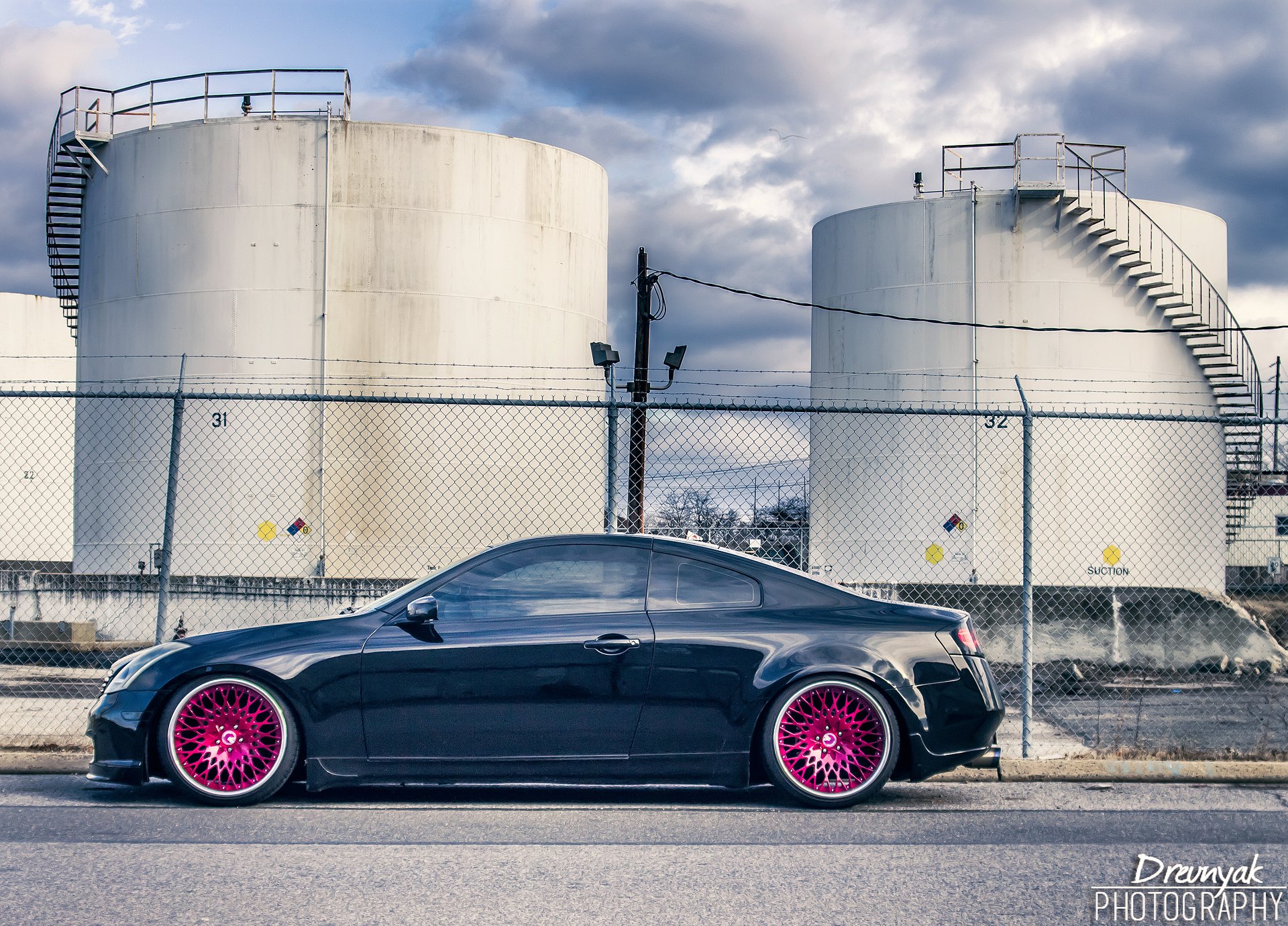 Pink Avant Garde Wheels on Black Infiniti G35 - Photo by Avant Garde Wheels