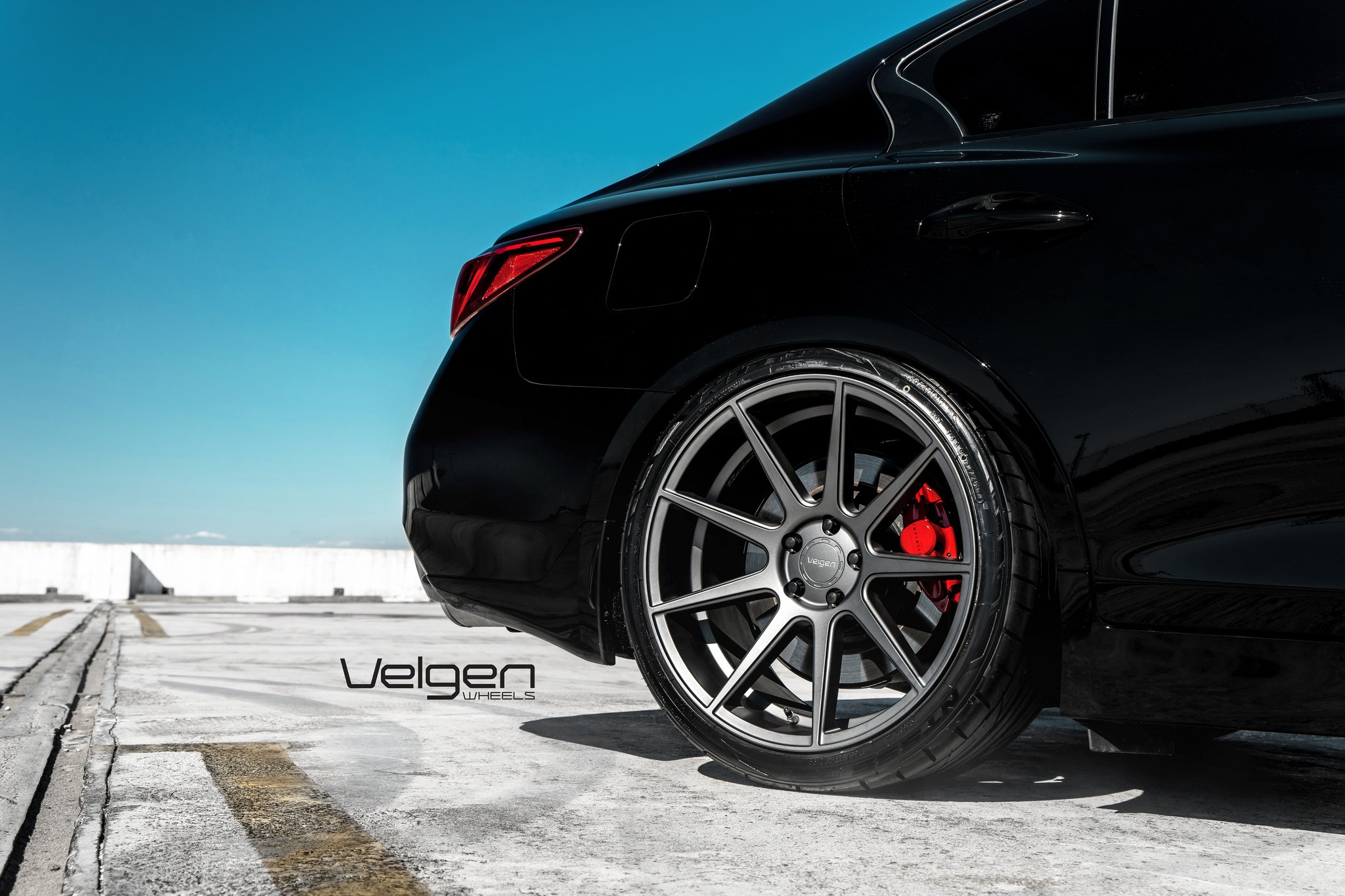 Graphite Velgen Wheels on Black Infiniti Q50 - Photo by Velgen