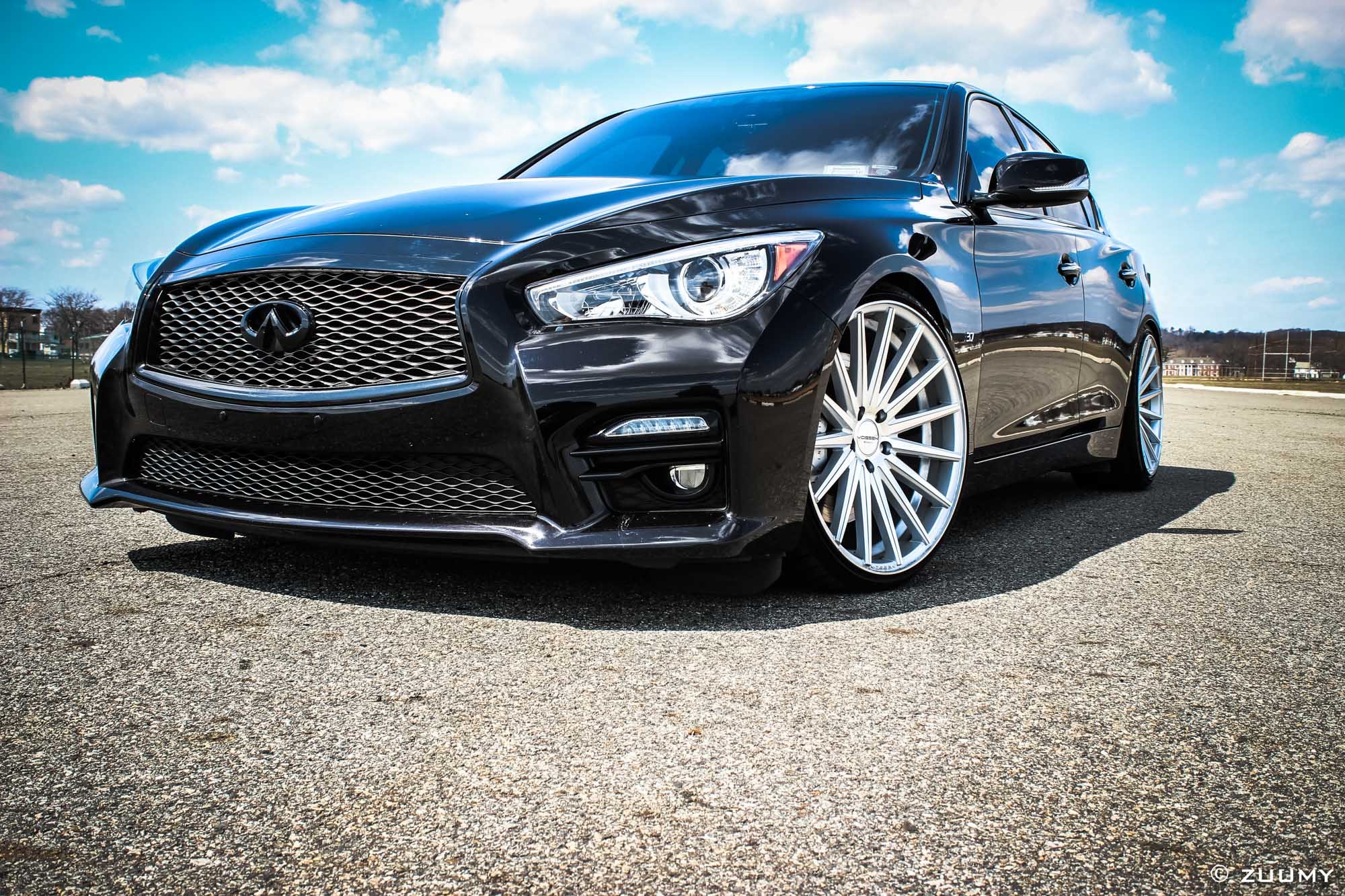 Gloss Black Infiniti Q50 with Custom Chrome Grille - Photo by Vossen