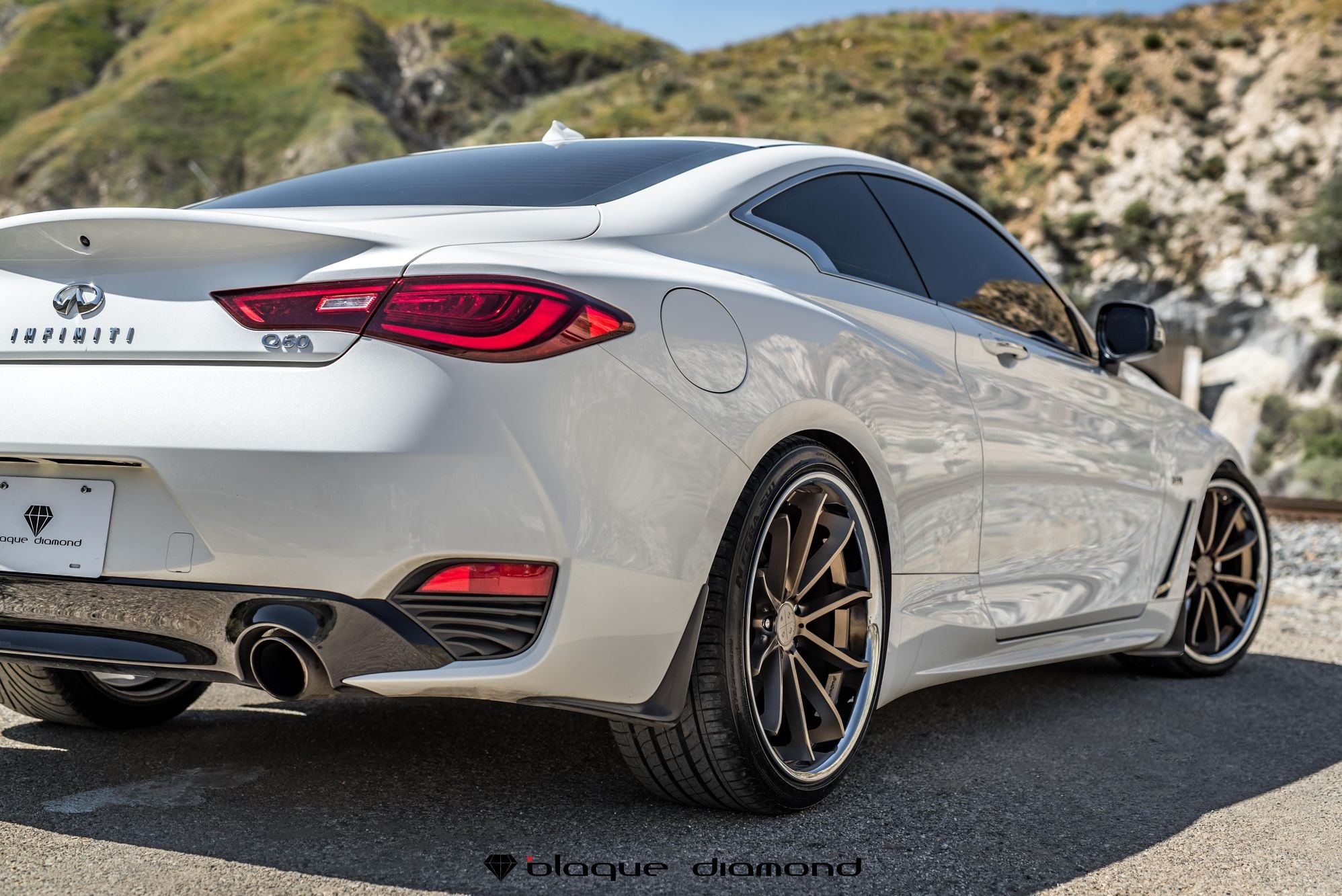 White Infiniti Q60 with Red LED Taillights - Photo by Blaque Diamond