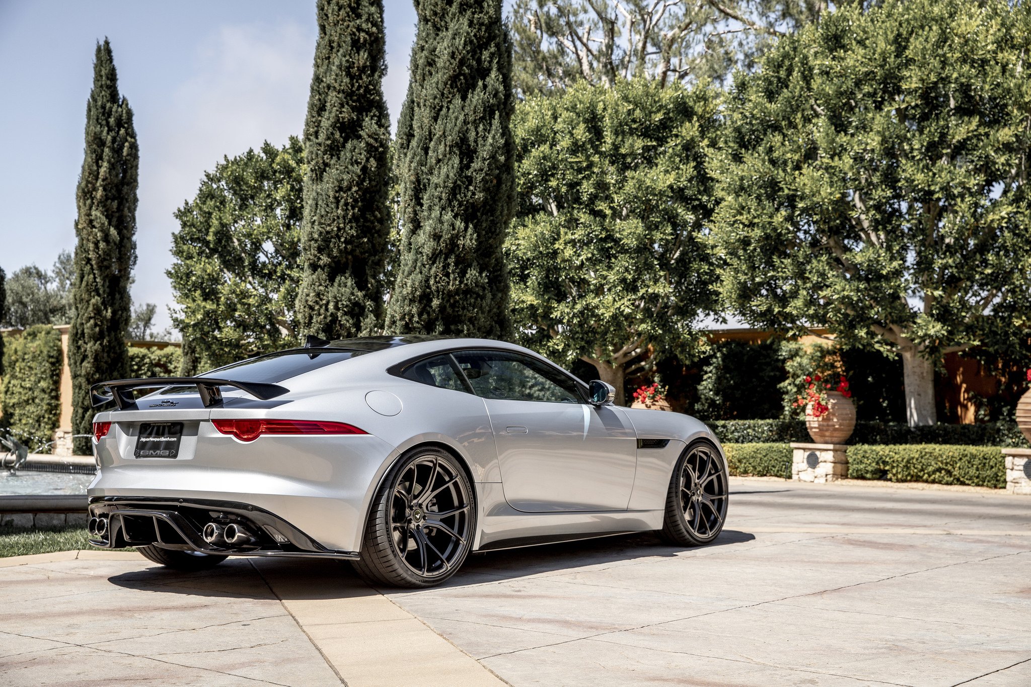 Custom Style Rear Spoiler on Silver Jaguar F-Type - Photo by Vorsteiner