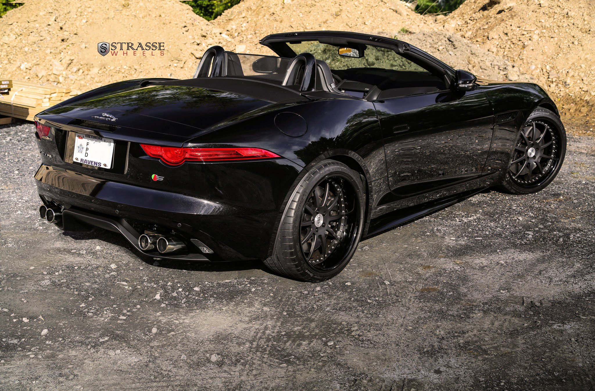 Custom Black Convertible Jaguar F-Type Rear Diffuser - Photo by Strasse Forged