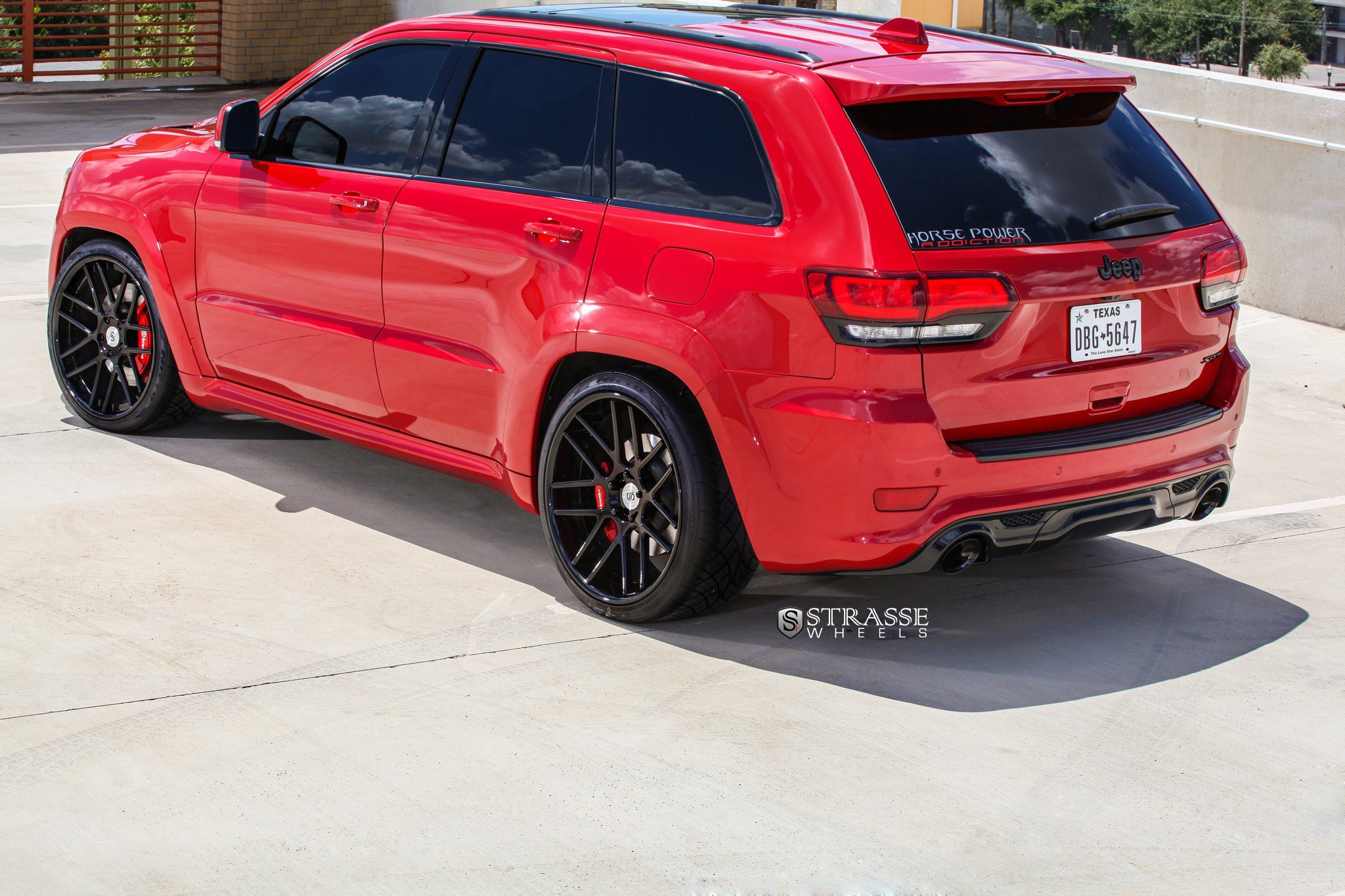Custom Red Jeep Grand Cherokee SRT Rear Diffuser - Photo by Strasse Forged
