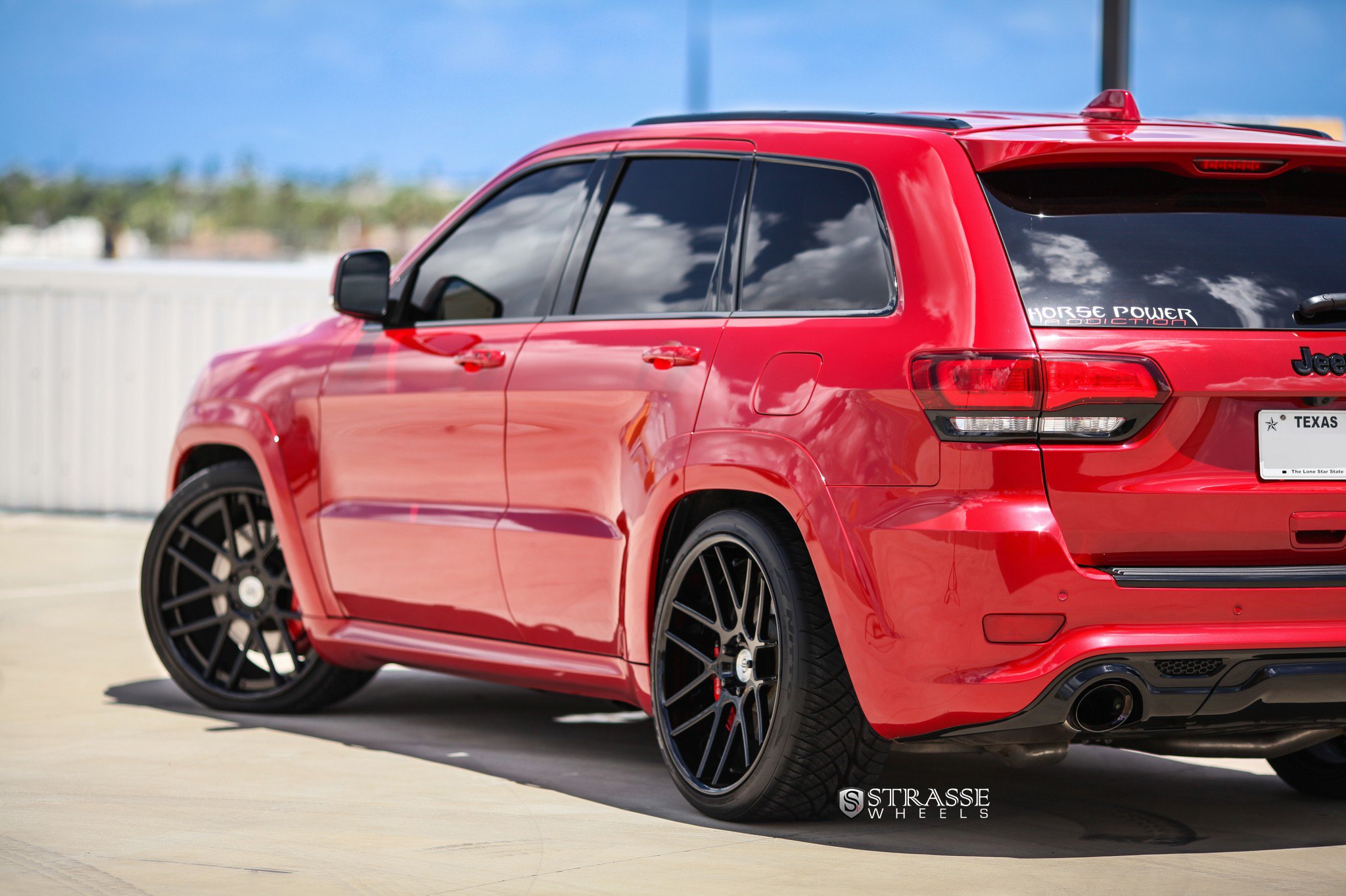 Red Jeep Grand Cherokee SRT with LED Taillights - Photo by Strasse Forged