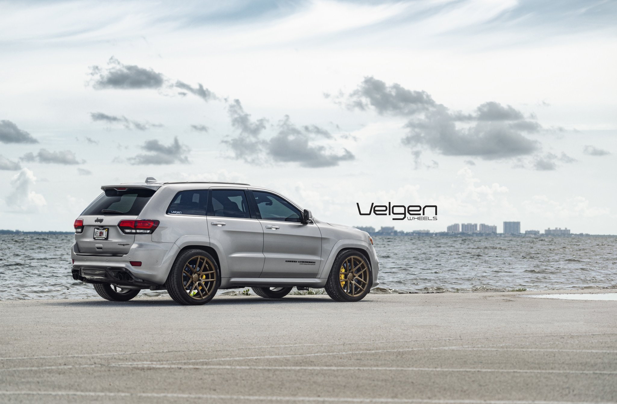 Gray Jeep Grand Cherokee with Red Clear LED Taillights - Photo by Velgen Wheels