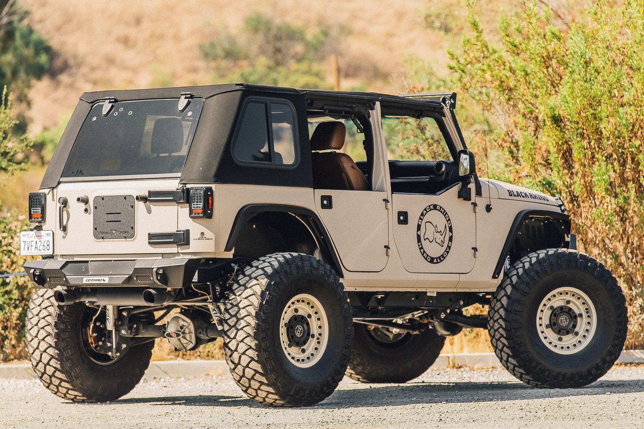 Gray Lifted Jeep Wrangler with Fox Suspension Kit - Photo by Black Rhino