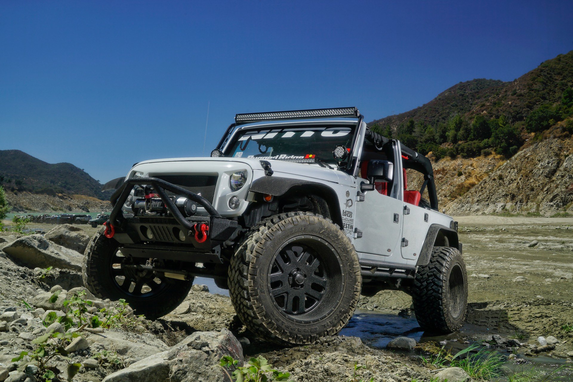 Gray Jeep Wrangler with Off-Road Winch Front Bumper - Photo by TIS Wheels