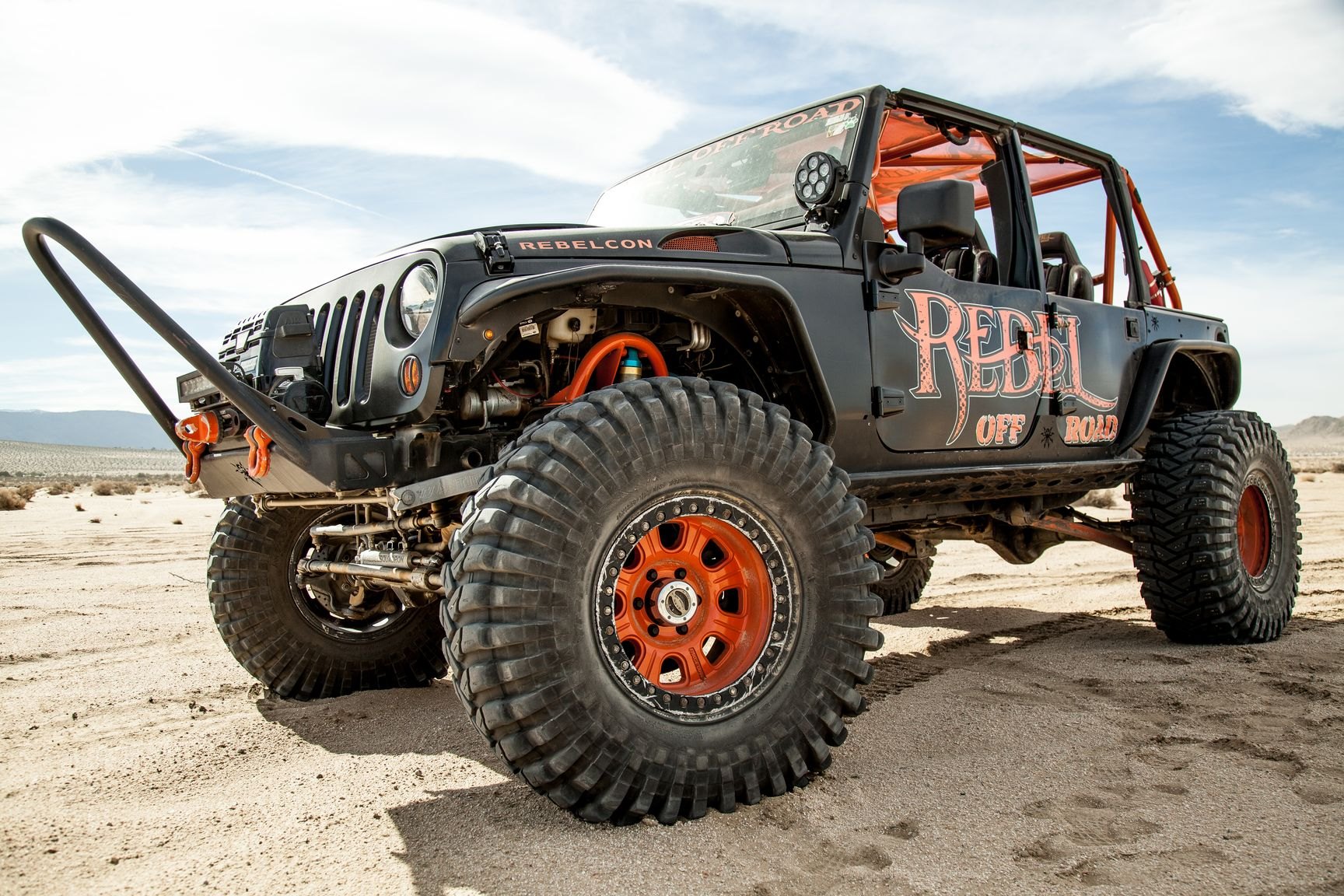 Black Lifted Jeep Wrangler Rebelcon with Custom Front Bumper - Photo by Rebel Off-Road