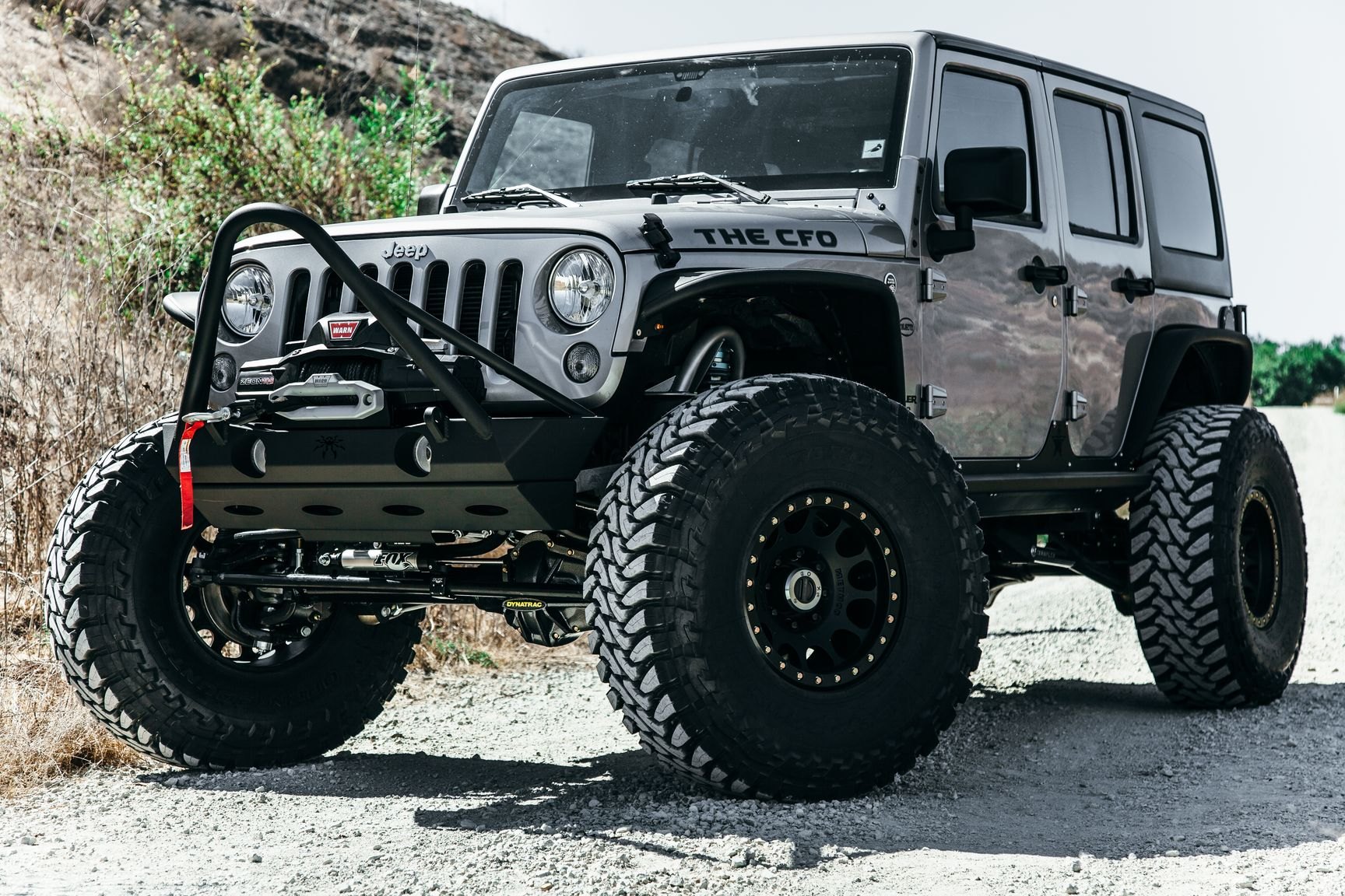 Gray Lifted Jeep Wrangler Fully Loaded With Off Road Custom Accessories