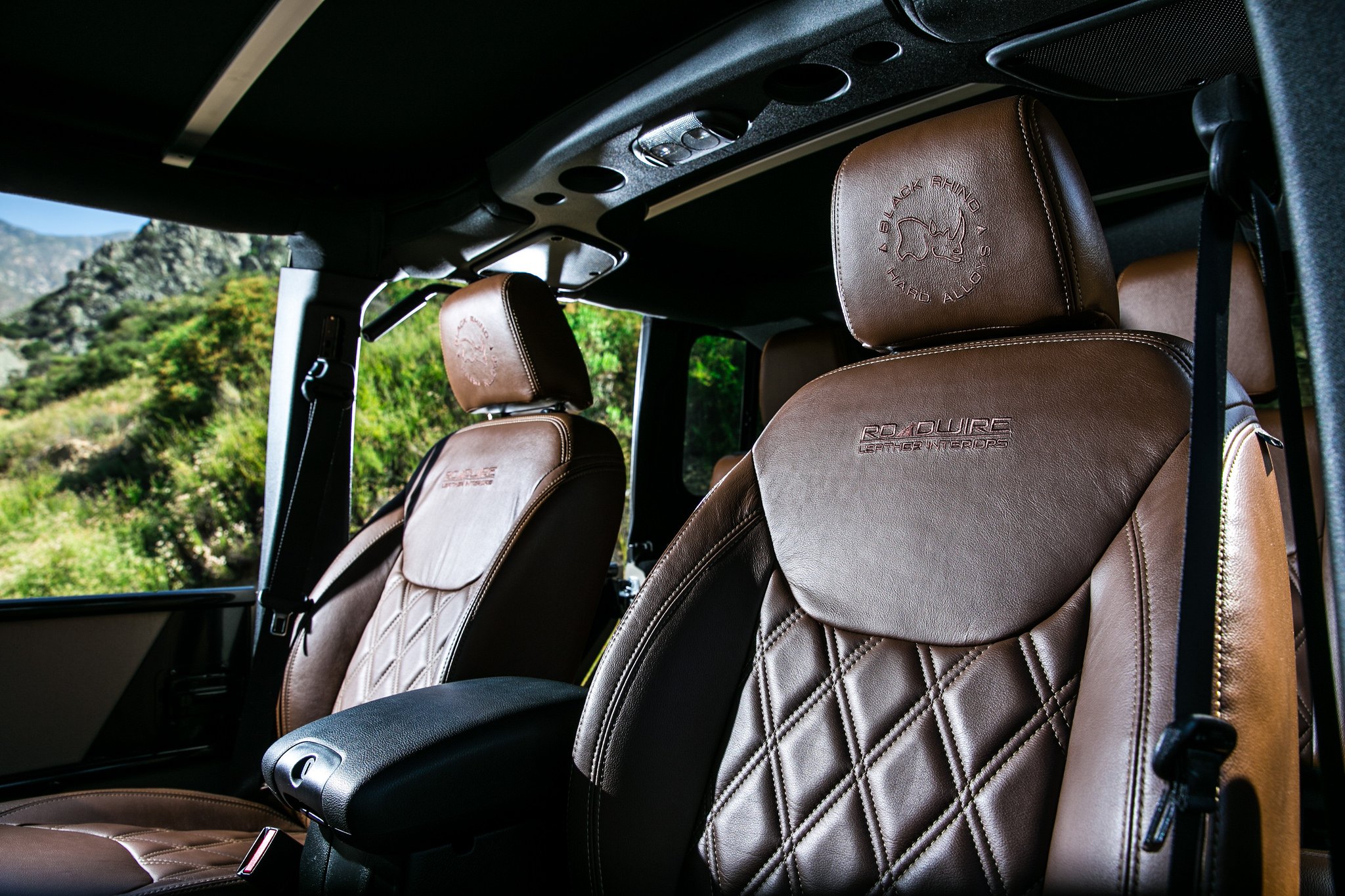 Brown Leather Seats With Custom Upholstery in Jeep Wrangler JK - Photo by Black Rhino
