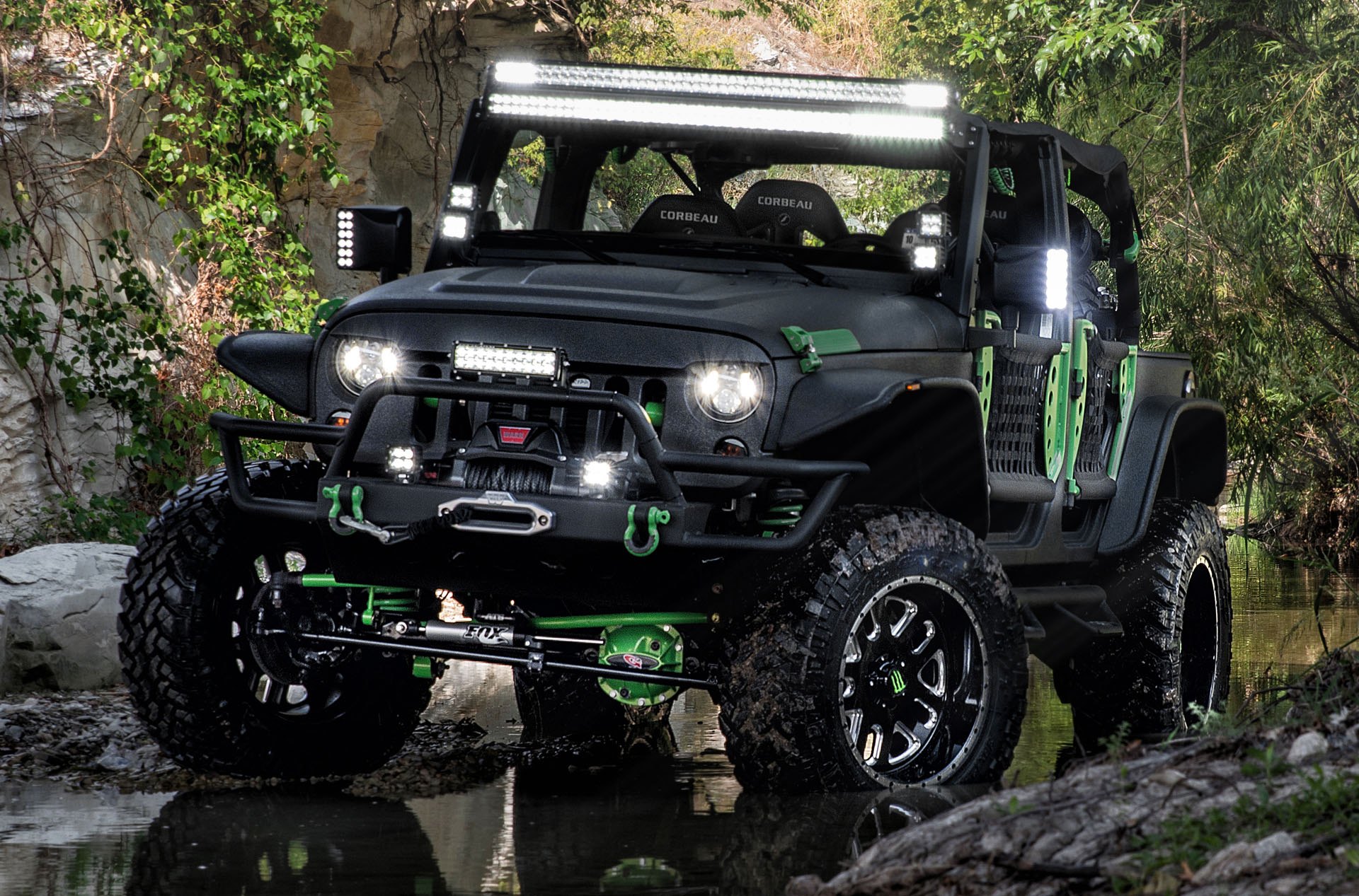 Black-Green Monster Energy Jeep JK Offroad Build —  Gallery