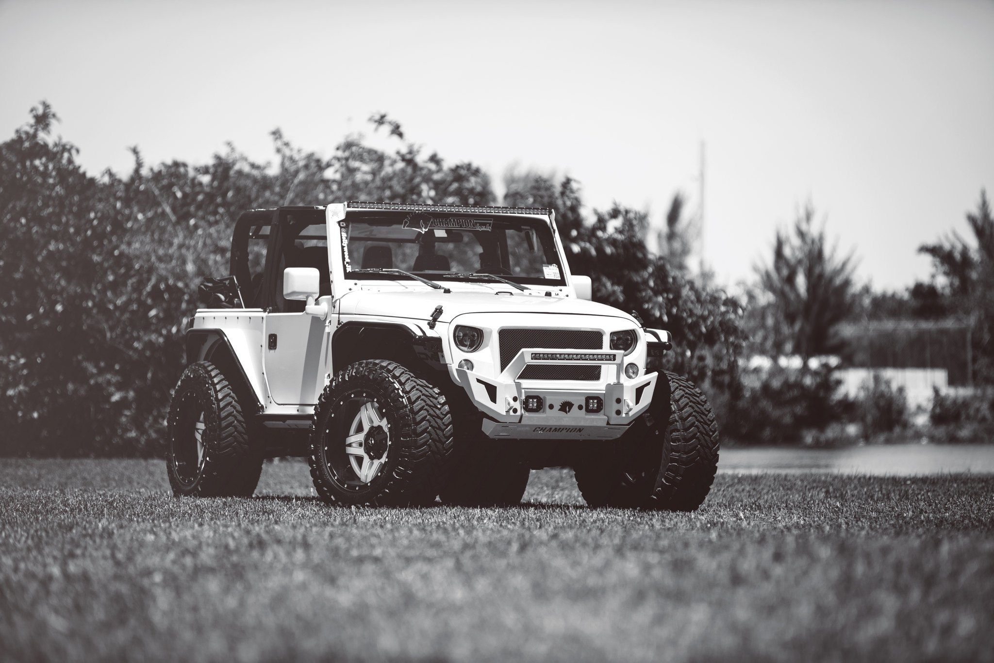 White Jeep Wrangler with Custom Front Bumper - Photo by Fuel Offroad