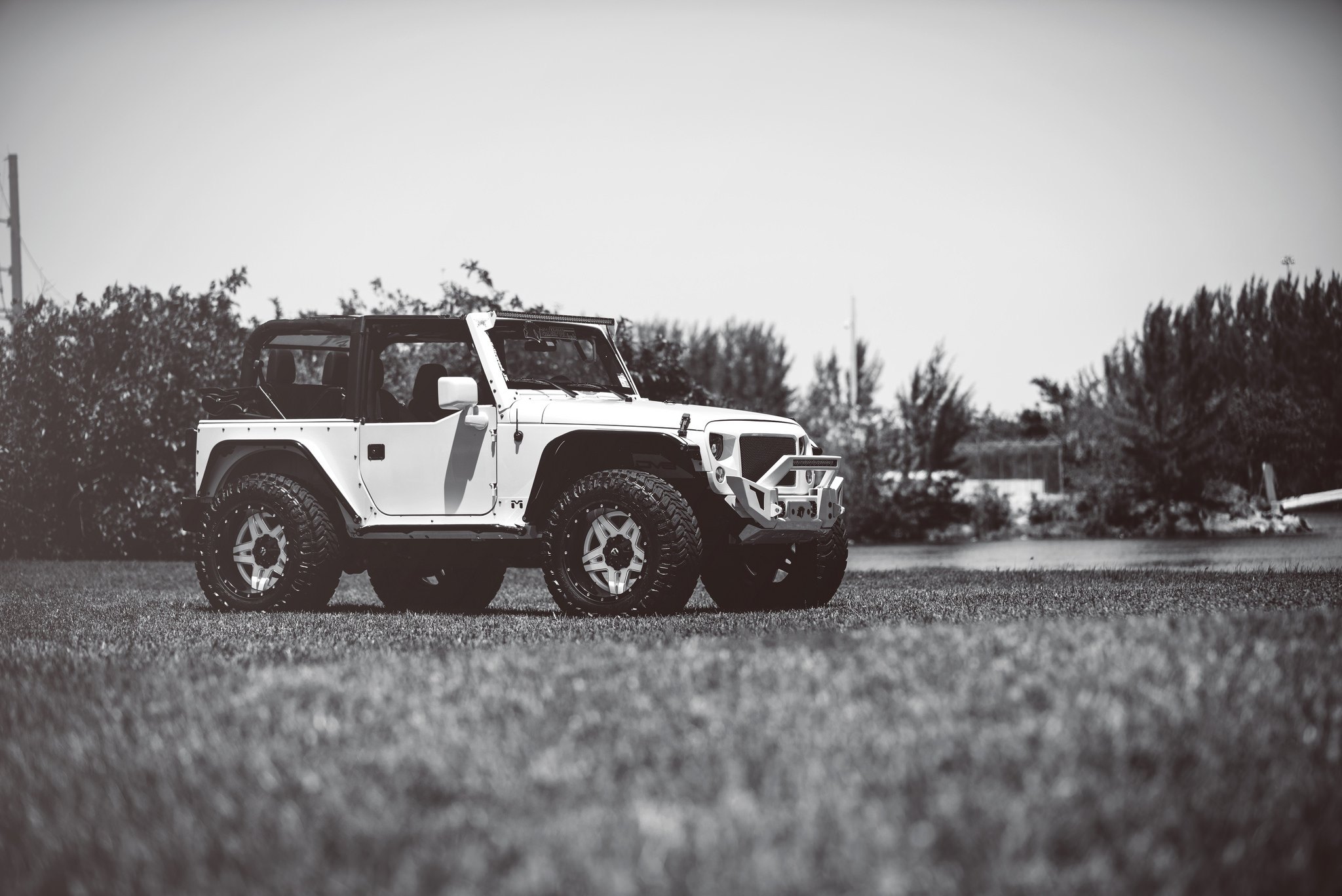 LED Light Bars on Custom White Jeep Wrangler - Photo by Fuel Offroad