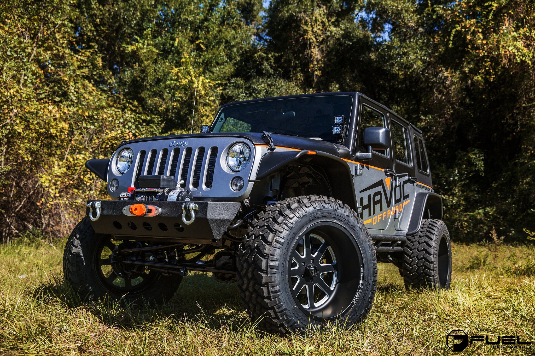 JKU Rocking Deep Dish 22 Inch Fuel Off-road Rims Wrapped With 37 Tires —   Gallery