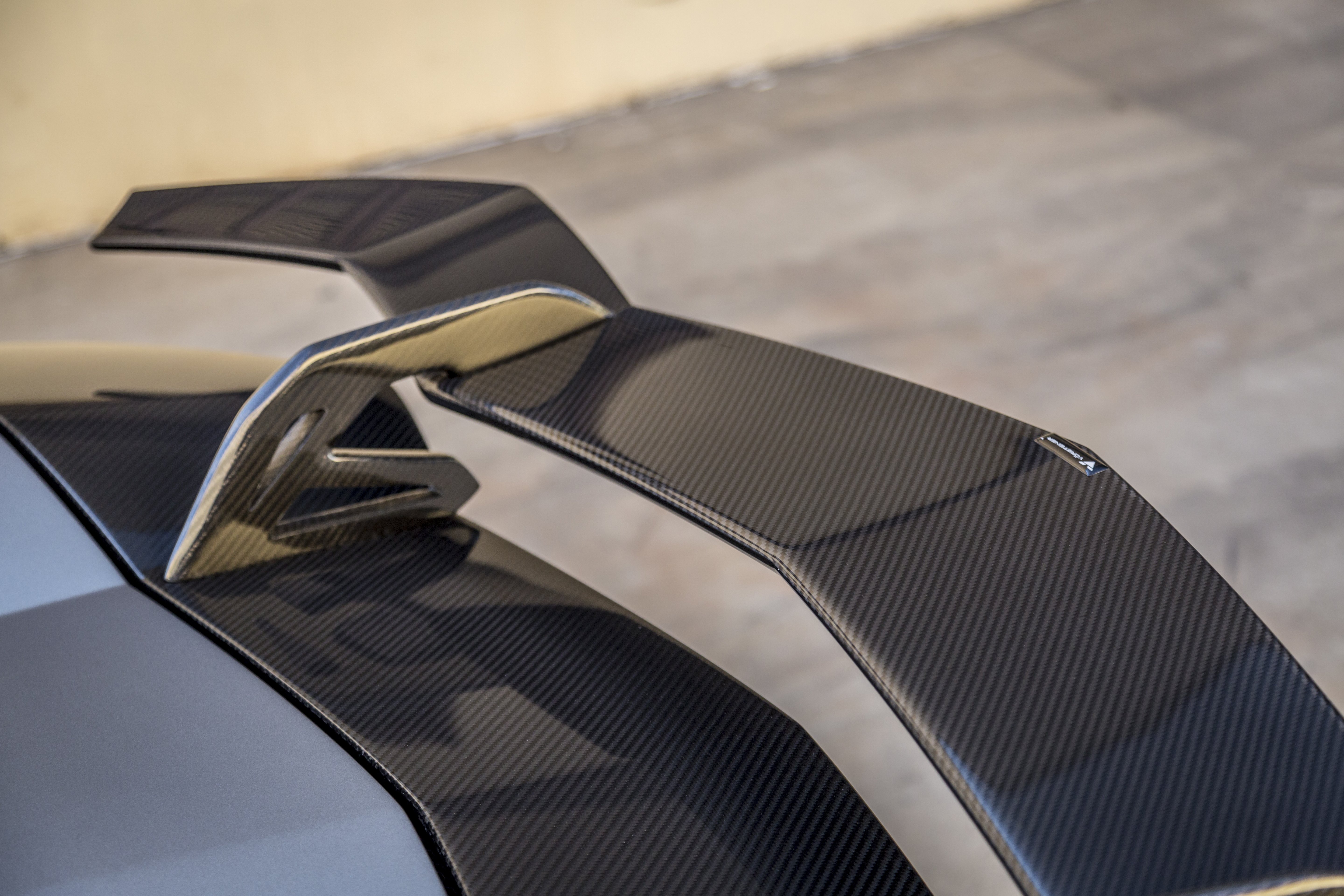 Custom Rear Spoiler on Gray Lamborghini Aventador - Photo by Vorstiner